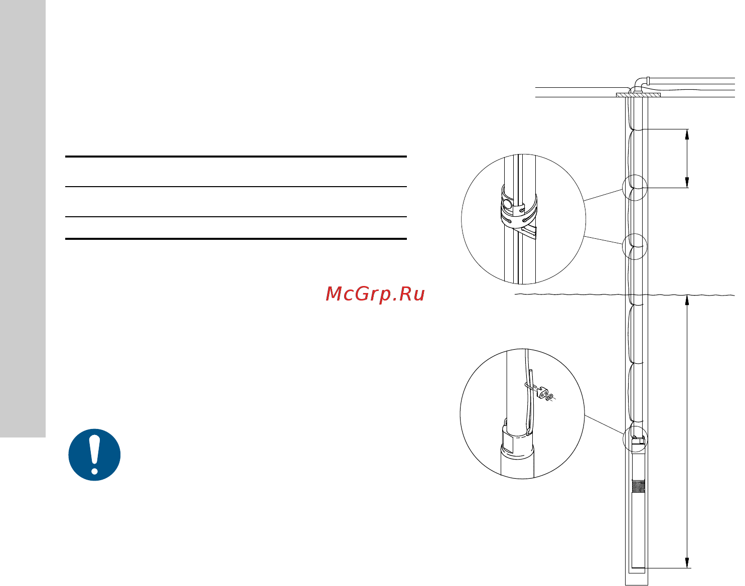 Grundfos SQE 3 - 80 (96510160) [208/420] Panardinamojo nuleidžiamo kabelio tvirtinimas