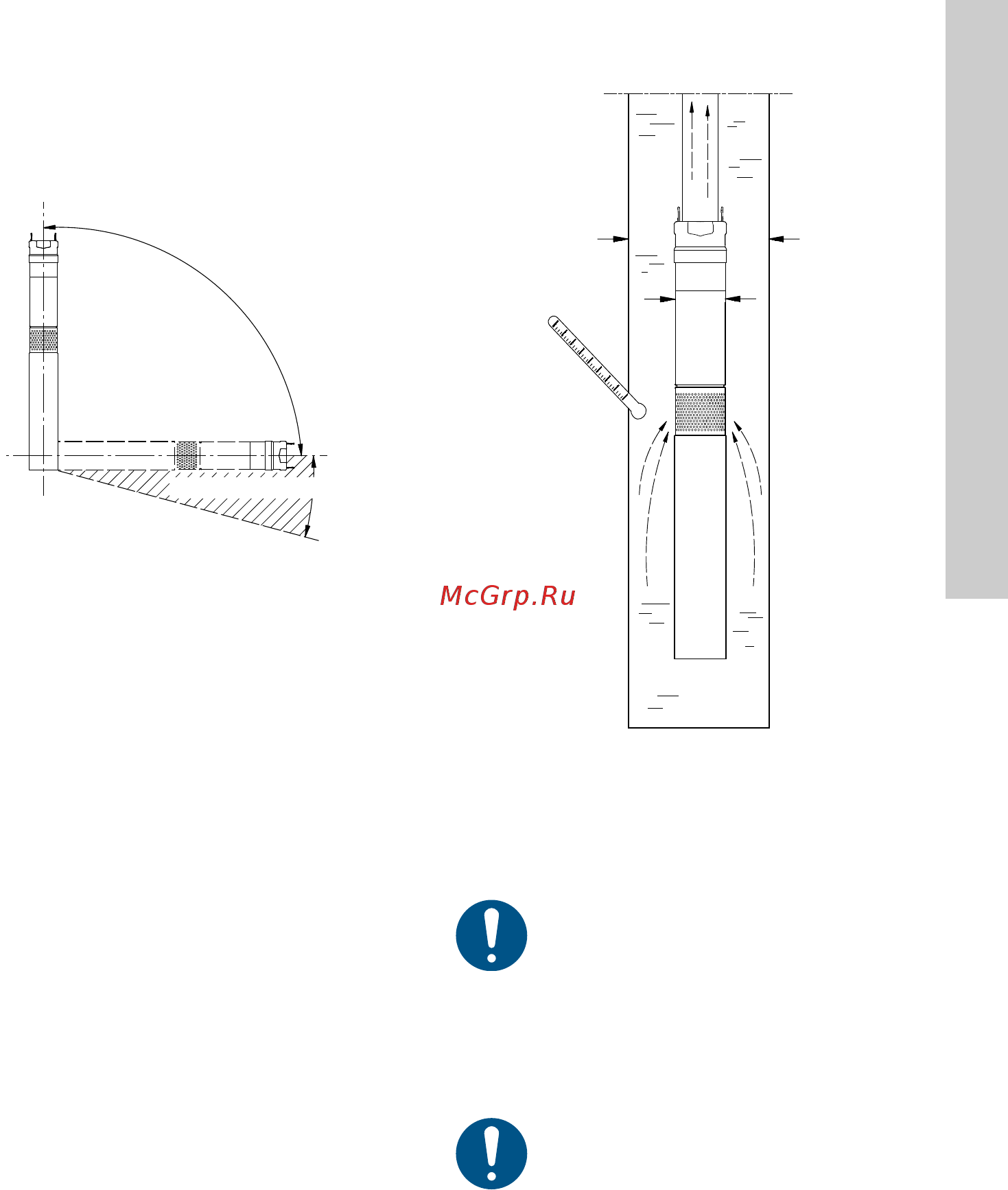 Grundfos SQE 3 - 95 (96510161) [233/420] Vereiste posities