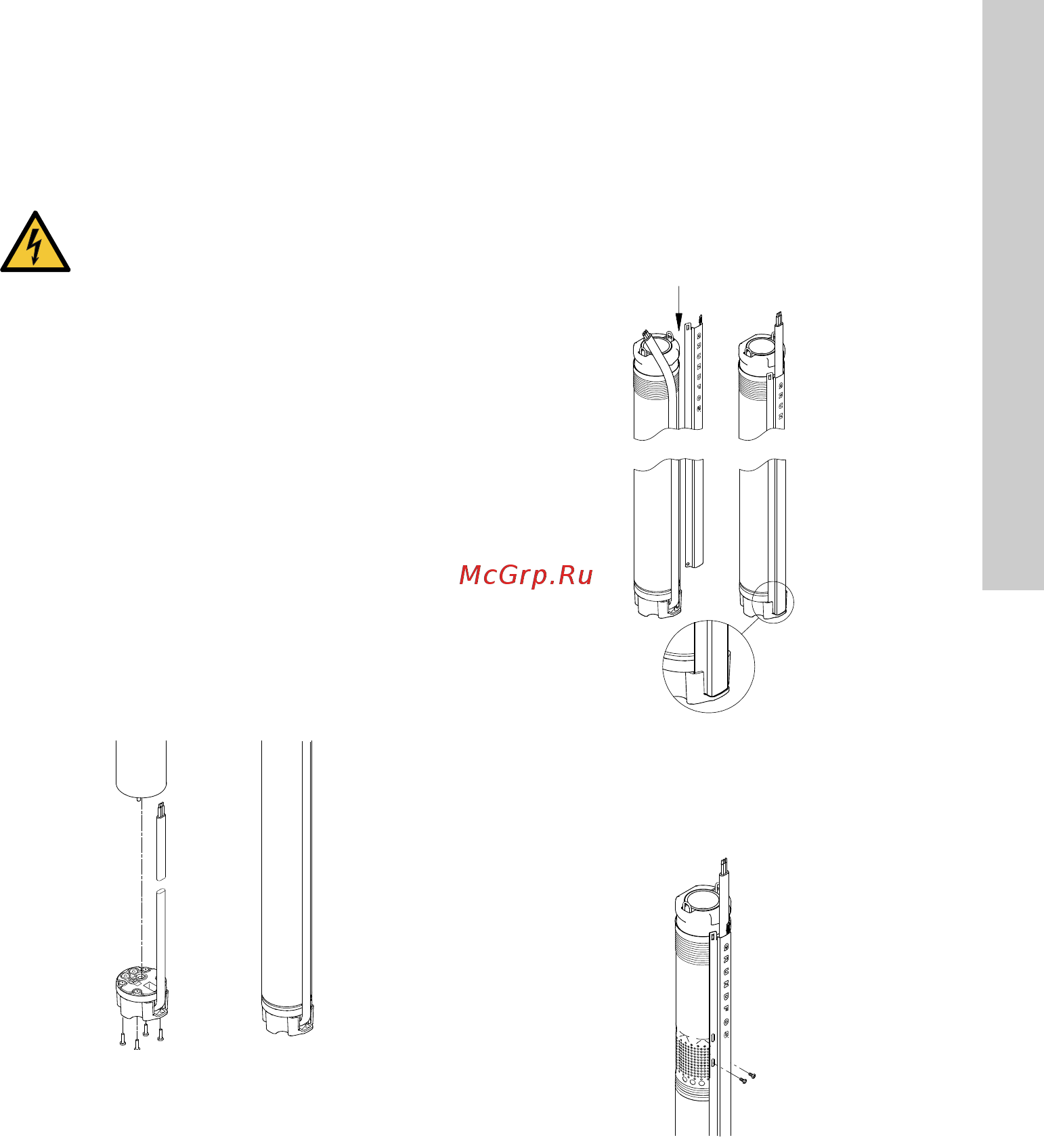 Grundfos SQ 1 - 50 (96510179) [281/420] Montarea fişei de cablu la motor