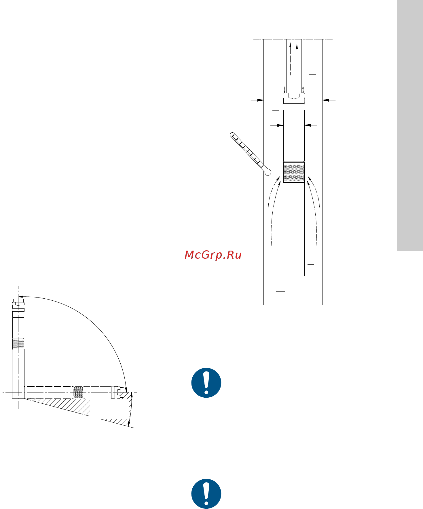 Grundfos SQE 3 - 65 (96510159) [293/420] Требования к монтажному положению насоса