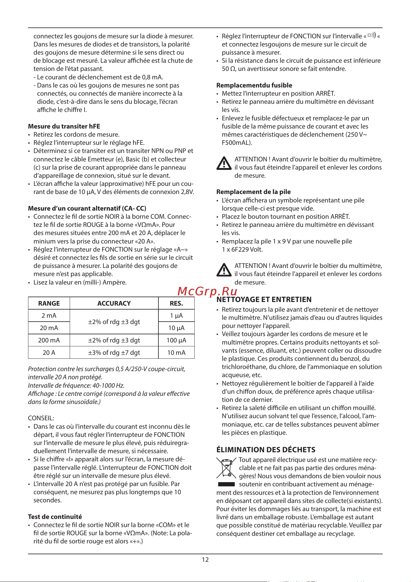 Bort BMM-1000N карманный [11/28] Nettoyage et entretien
