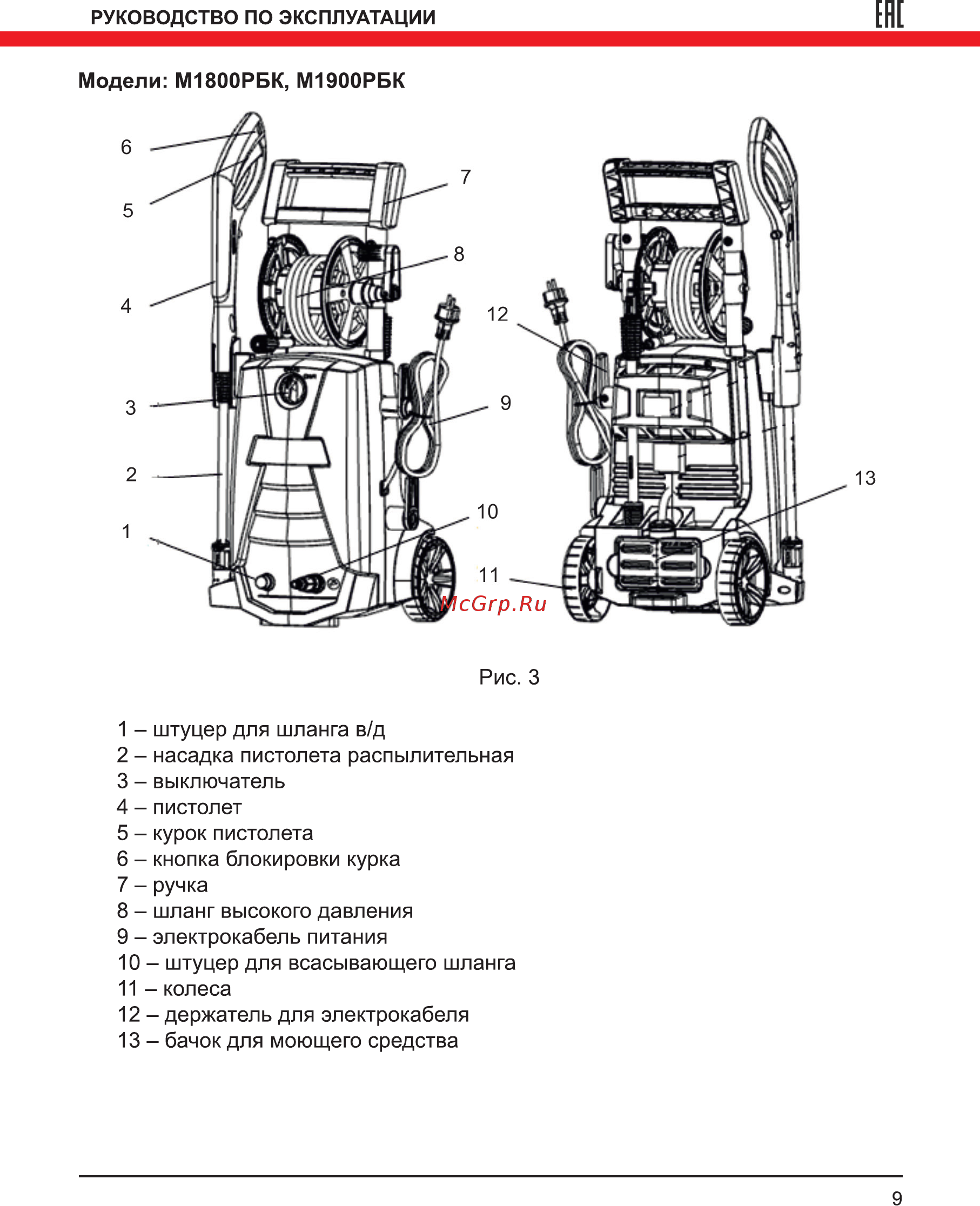 Elitech М 1900РБК Инструкция по эксплуатации онлайн [9/20] 500067