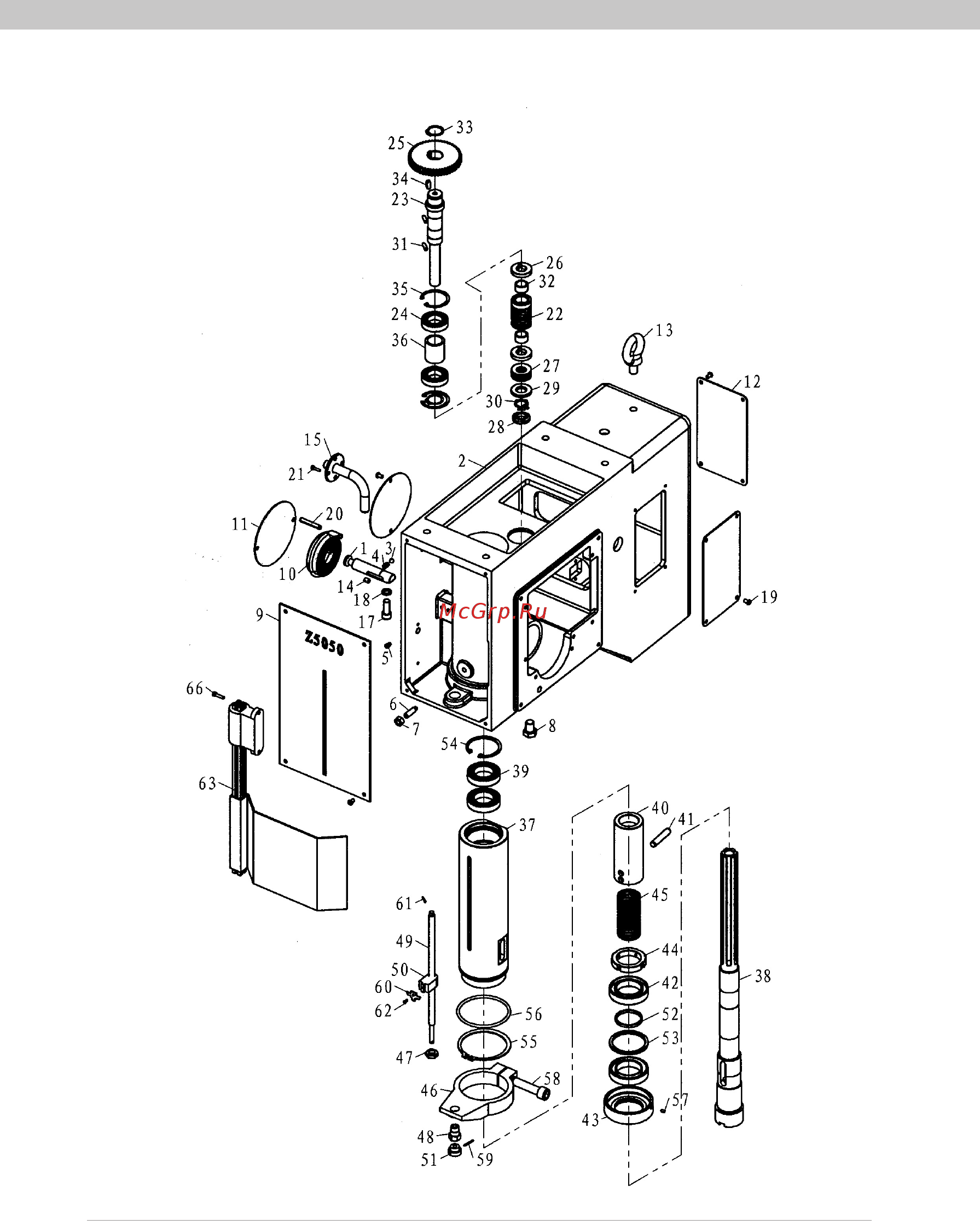 Stalex SHD-50PF [16/26] Деталировка станка части головки