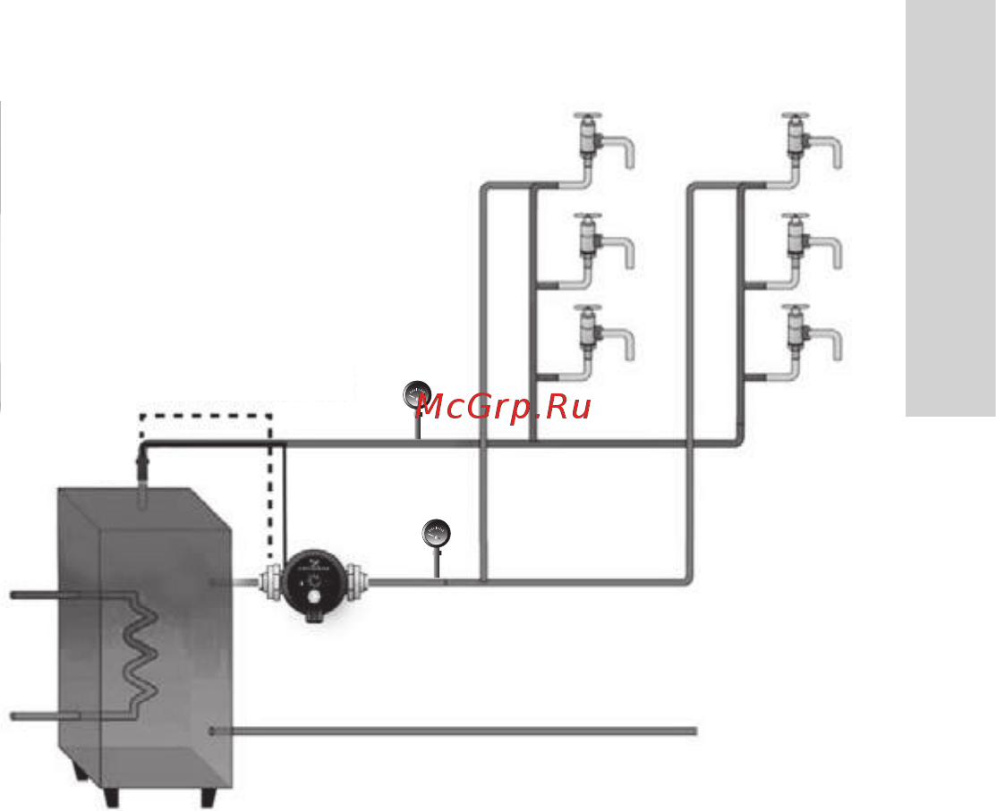 Grundfos COMFORT UP 15-14 BXA PM [15/53] Рис 2 насос comfort с двумя датчиками температуры в системе гвс