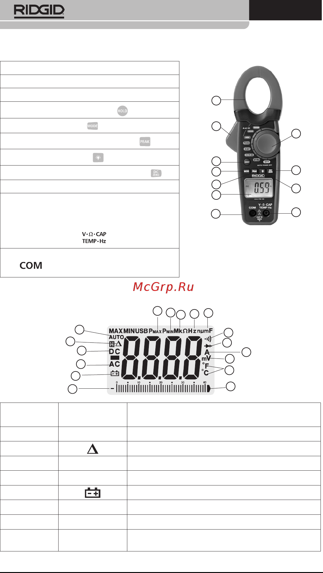 Ridgid 37428 [166/427] Micro cm 100 digitalt tangmeter