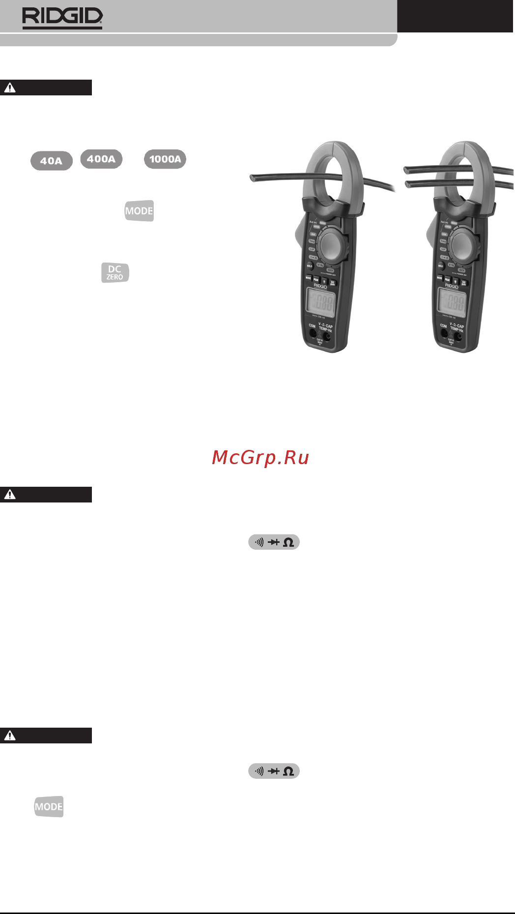 Ridgid 37428 [360/427] Meritev enosmernega izmeničnega toka