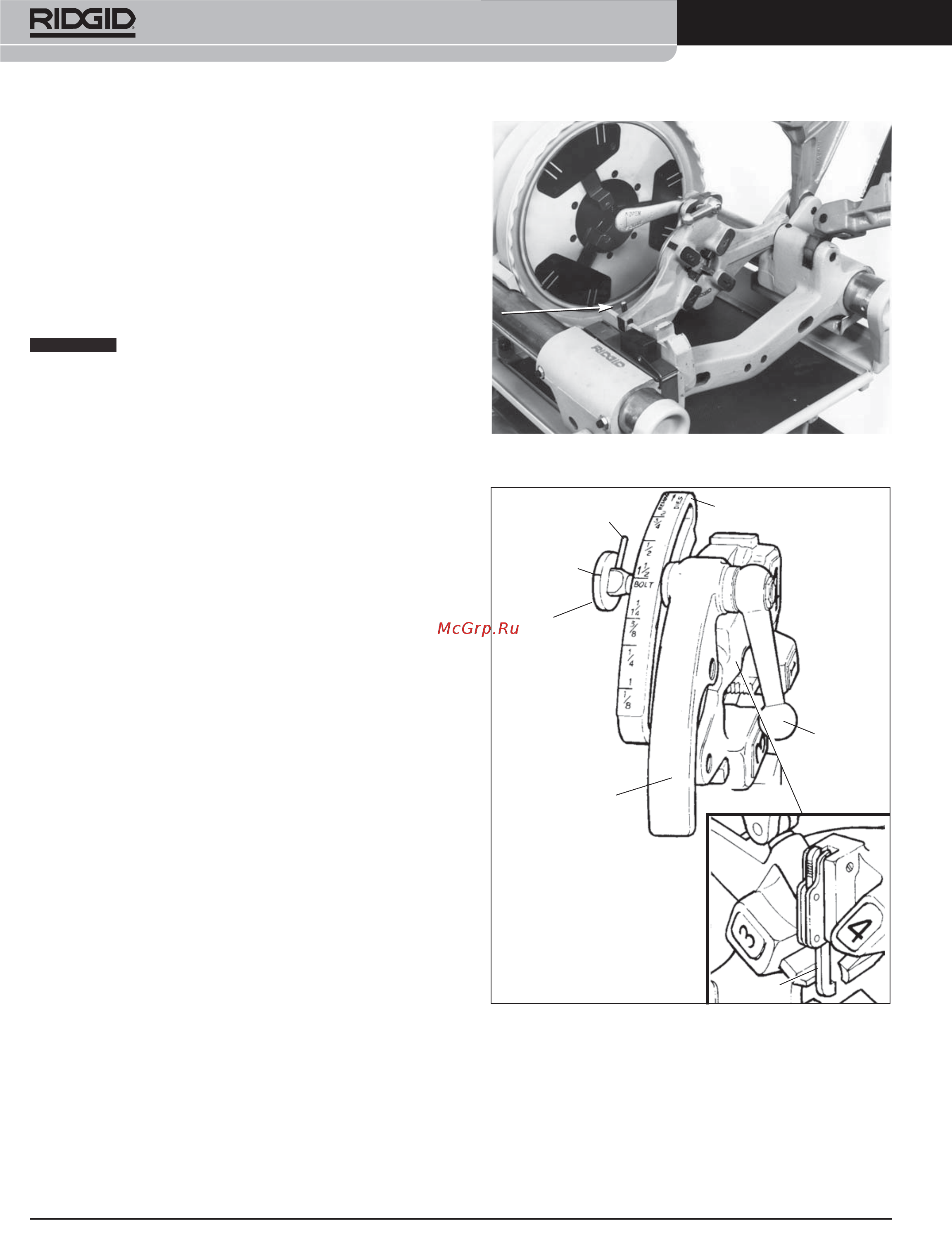 Ridgid 1224 26107 [12/28] Нарезание резьбы на трубах с помощью са мооткрывающихся головок 711 и 911 и быстрооткрывающихся головок 713 и 913 нарезание левой резьбы