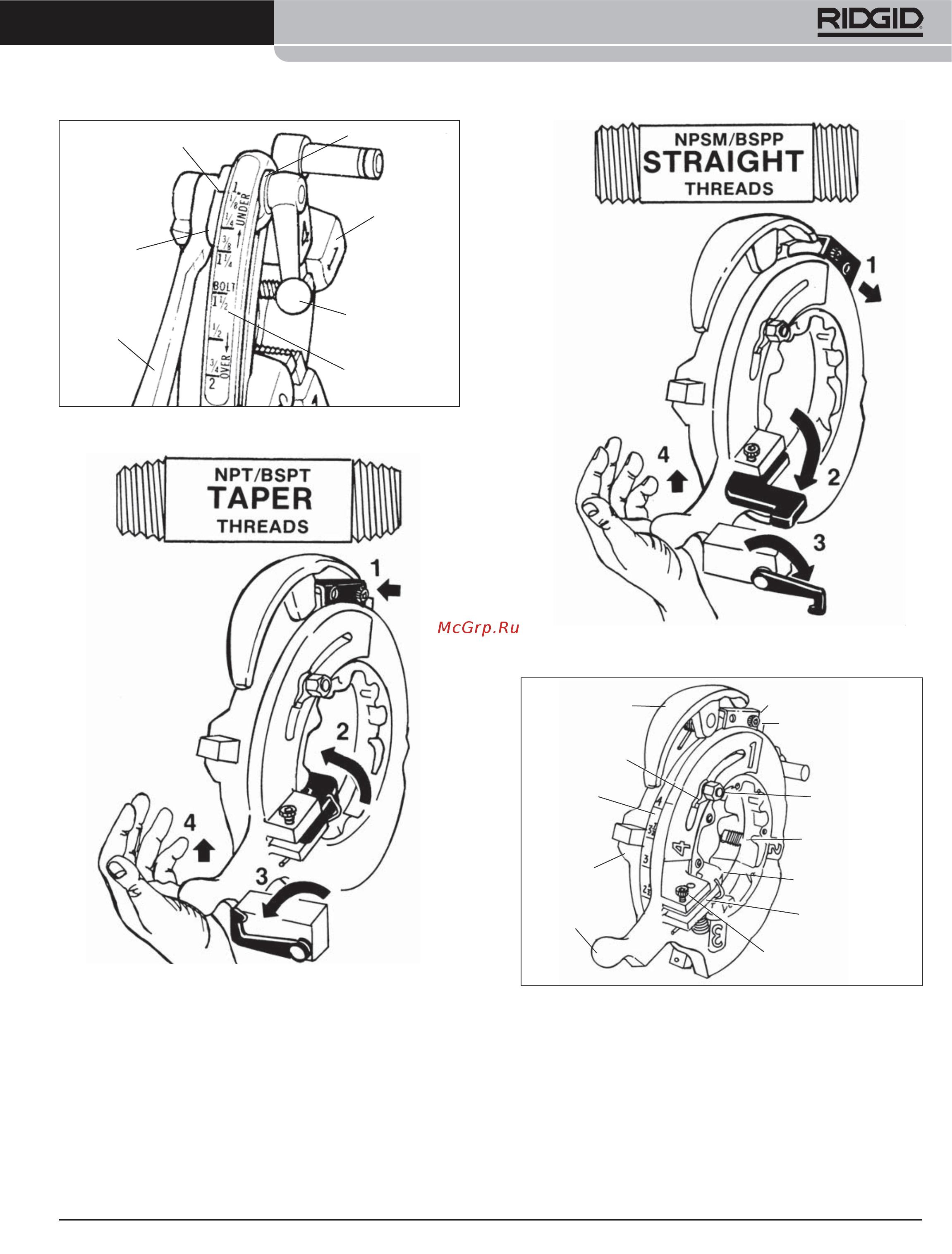 Ridgid 1224 26107 [13/28] Нарезание резьбы на трубы с помощью са мооткрывающихся головок 714 и 914 npt bspt