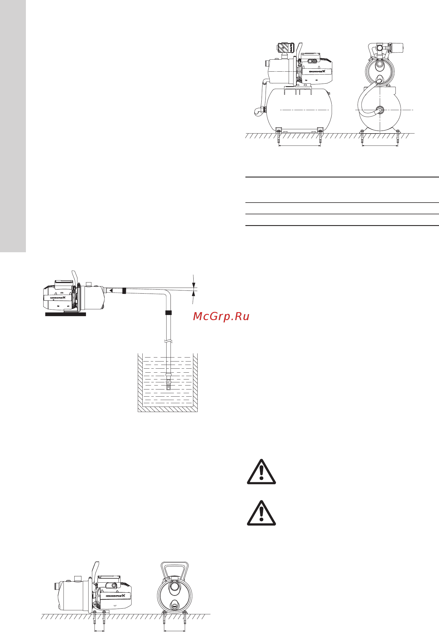 Grundfos JP 5-48 PT-H (99463877) [10/81] Установка насоса на месте эксплуатации