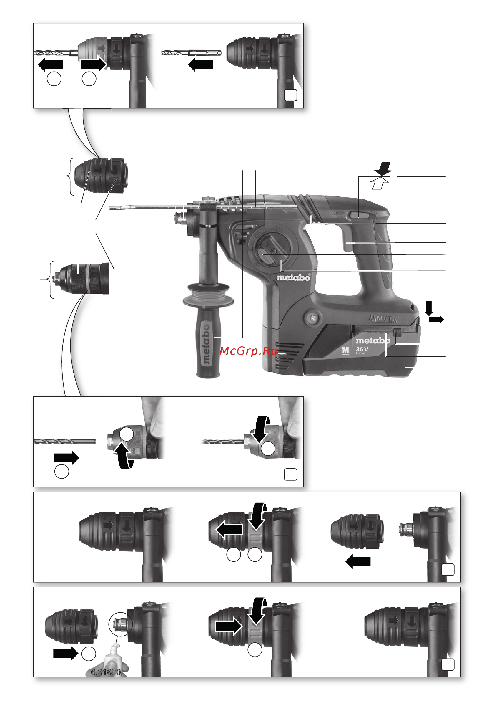 Metabo KHA 36-18 LTX 32 (T03490) Инструкция по эксплуатации онлайн [2/92] 515205