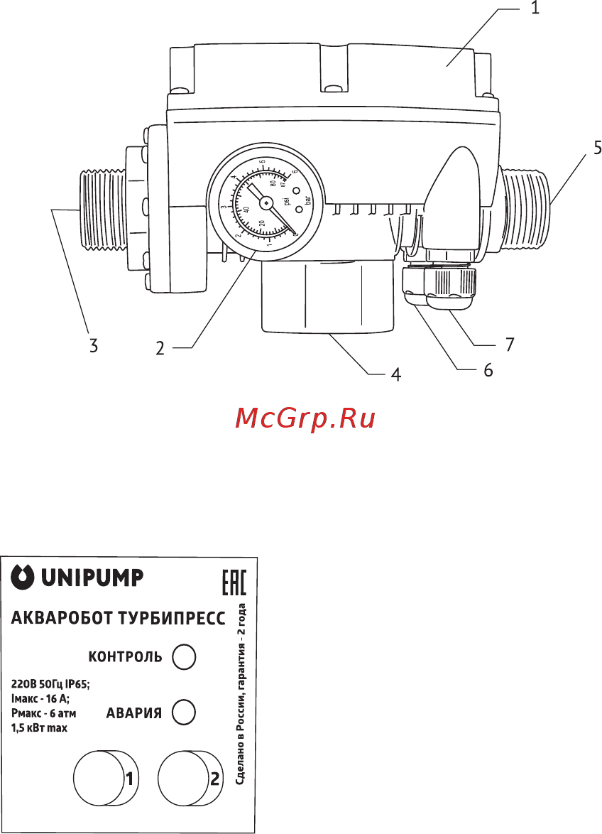 Unipump ТУРБИПРЕСС 1.5кВт Инструкция по эксплуатации онлайн [3/14] 502957