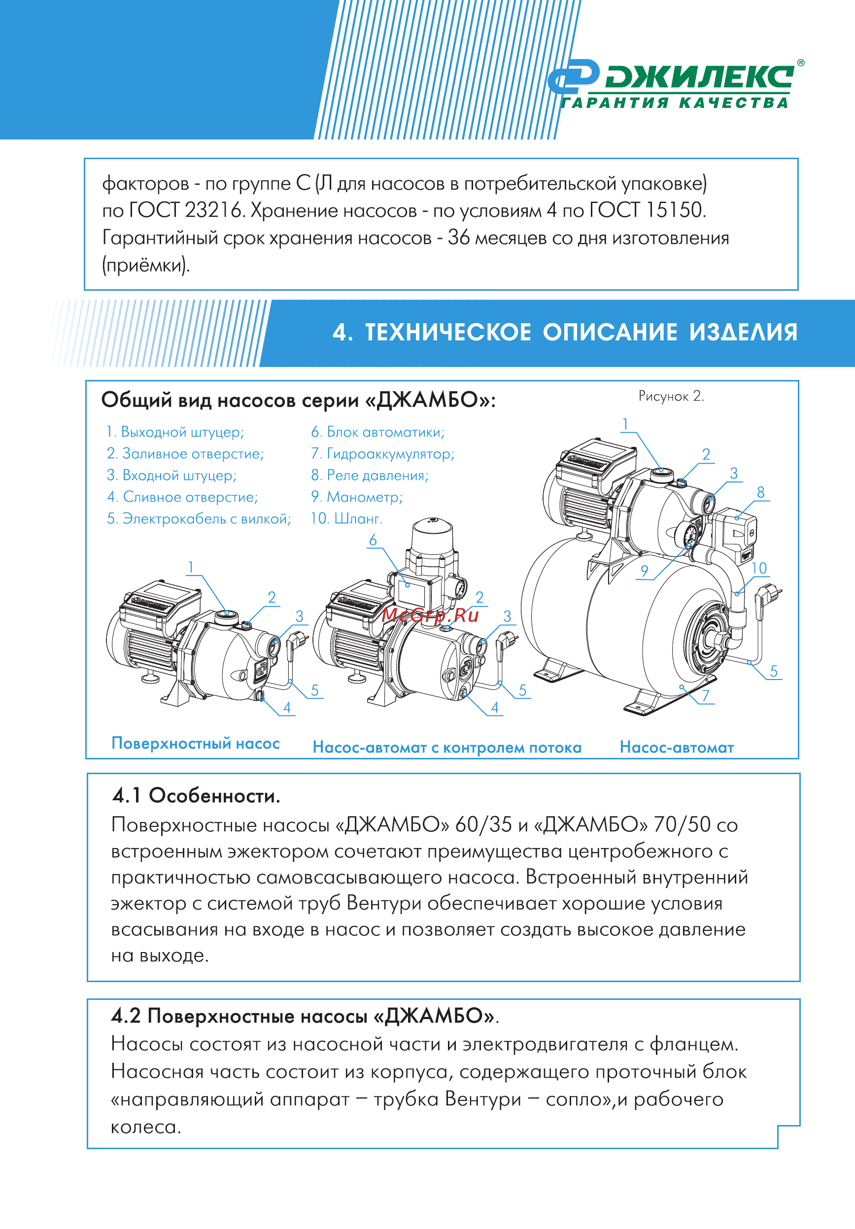 Джилекс Джамбо 70/50 П-50 (4751) [7/28] Техническое описание изделия