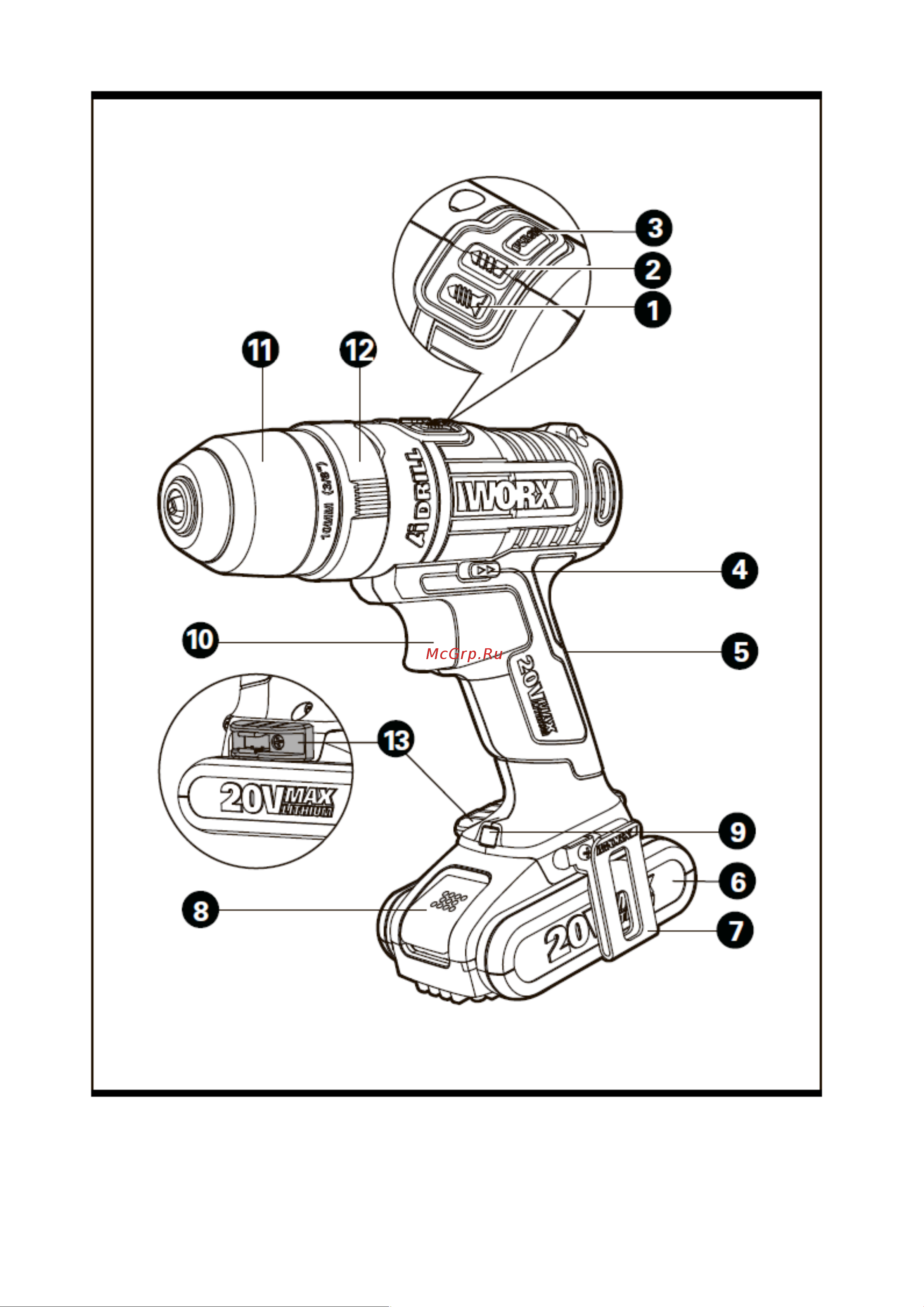 Worx AiDrill WX178 Инструкция по эксплуатации онлайн [2/17] 503457