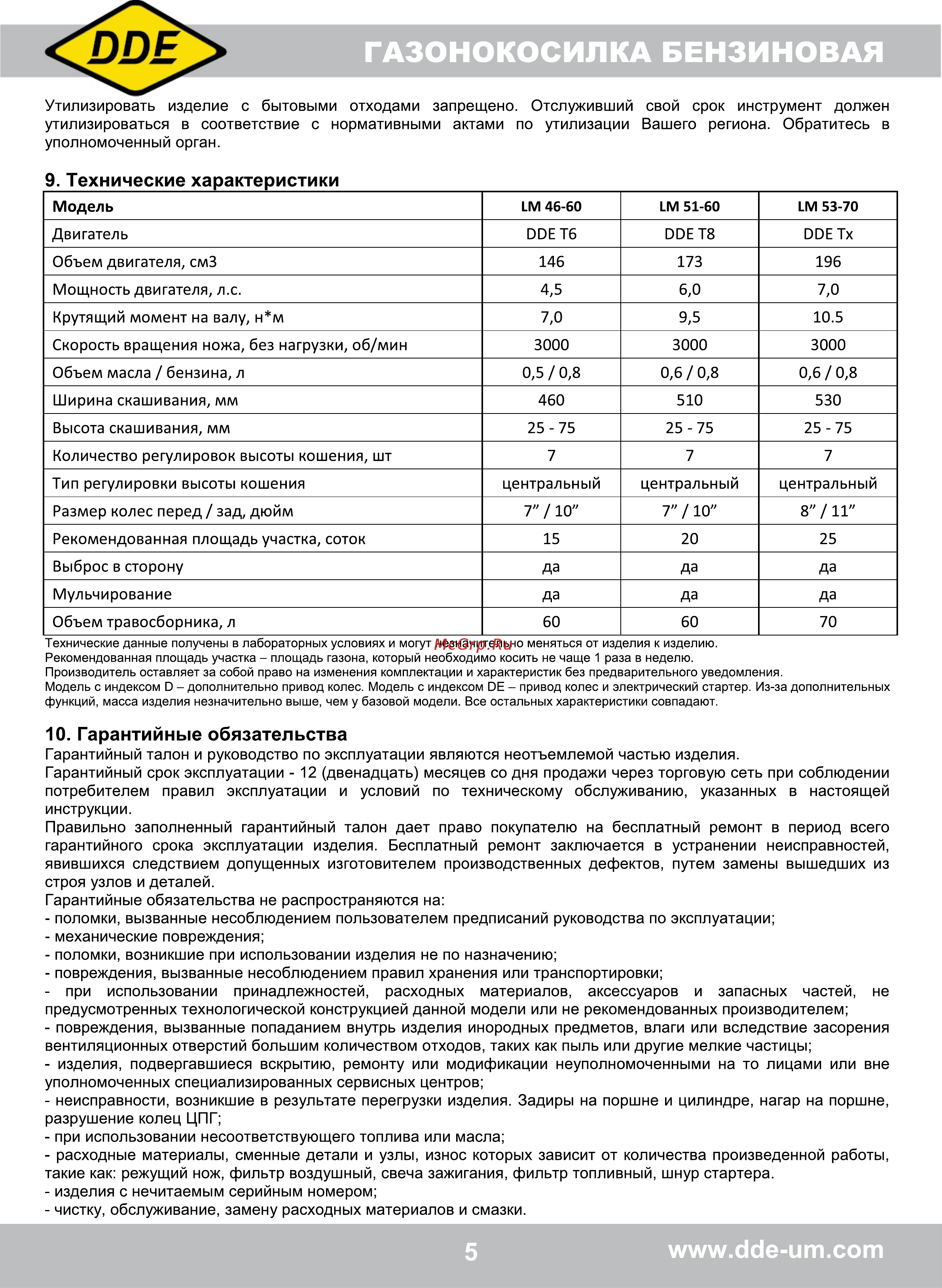 DDE LM 53-70 DE (791-943) [6/8] Технические характеристики