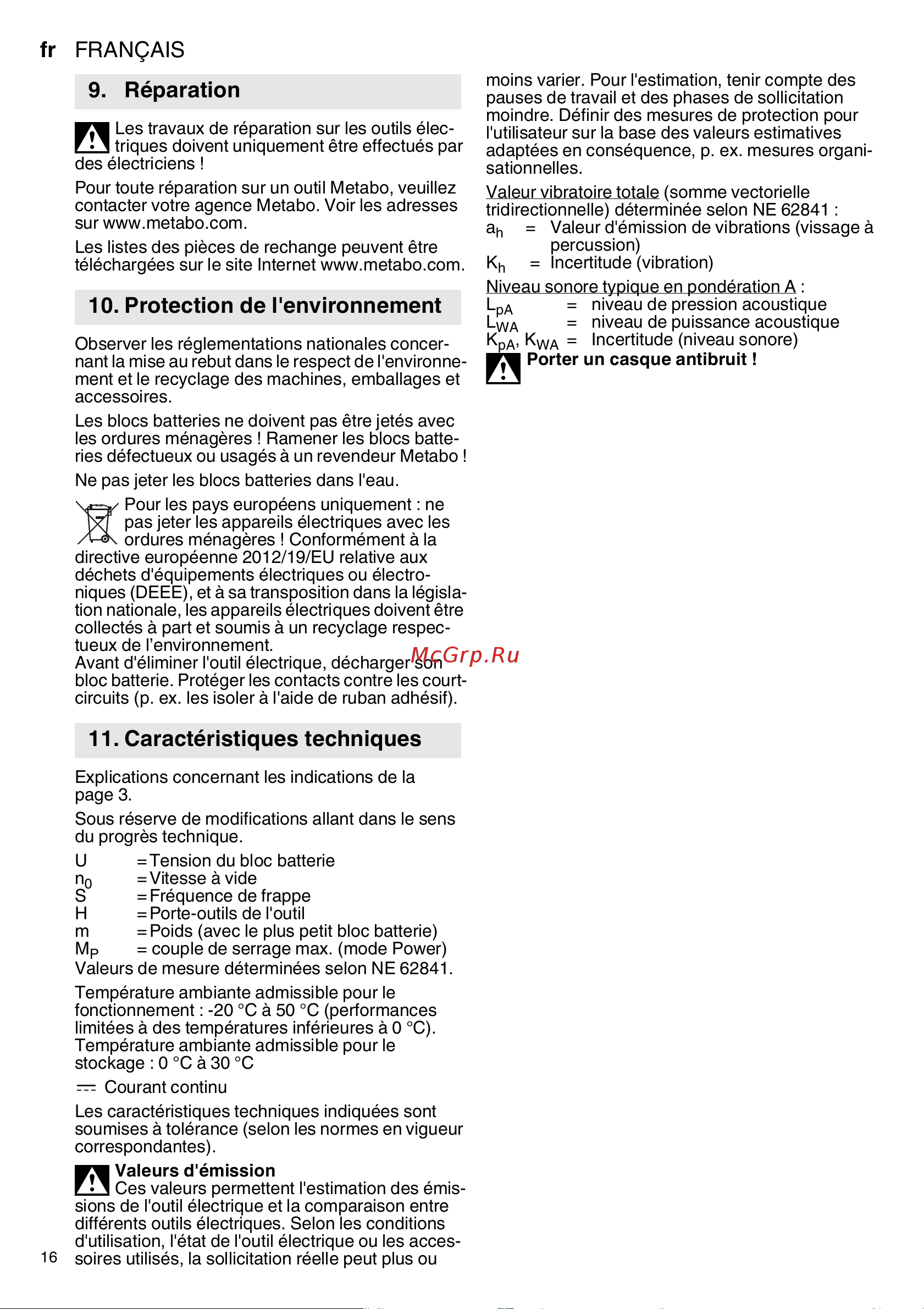 Metabo SSW 18 LTX 300 BL (602395840) без акк. и з.у Инструкция по эксплуатации онлайн [16/68] 668934