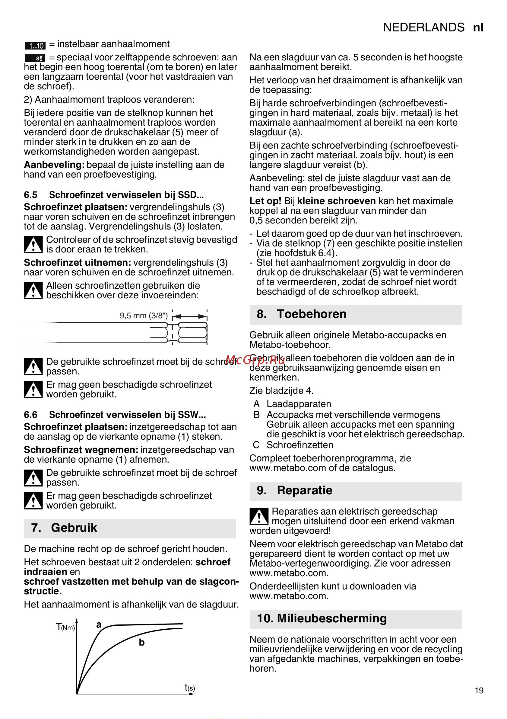 Metabo SSW 18 LTX 300 BL (602395840) без акк. и з.у Инструкция по эксплуатации онлайн [19/68] 668934