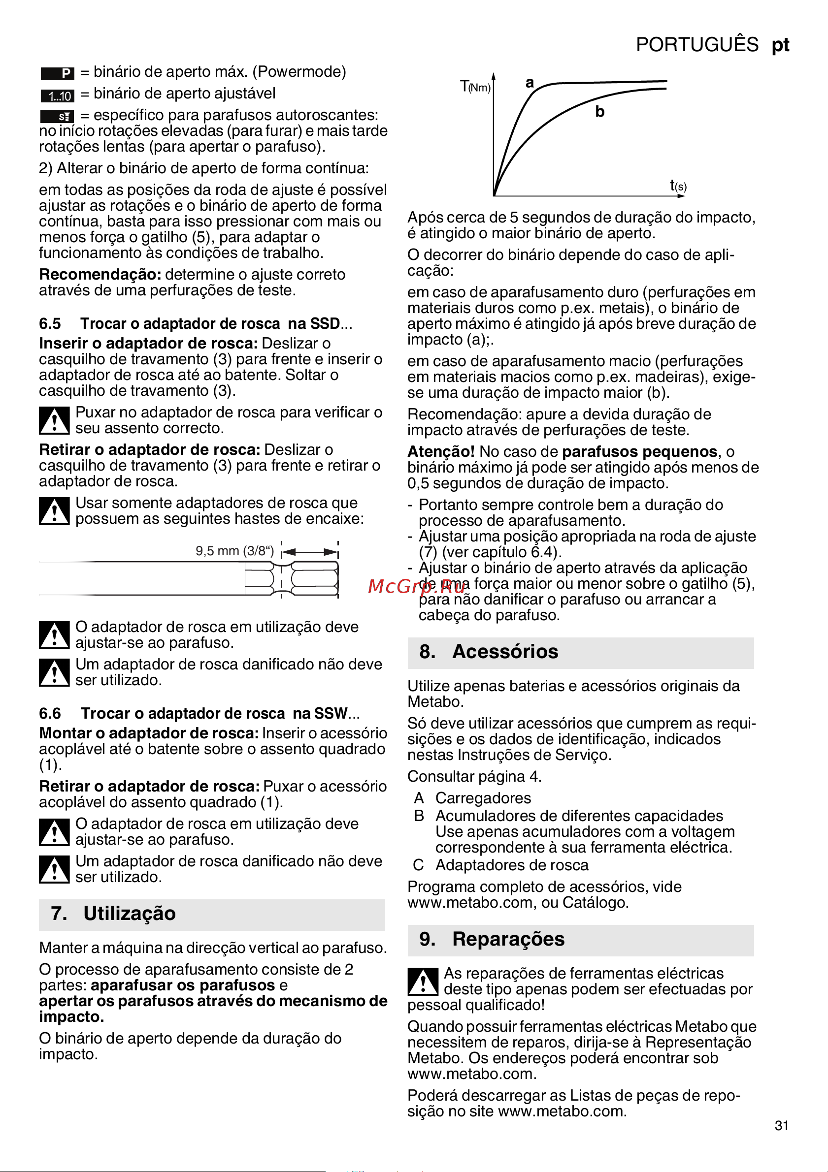 Metabo SSW 18 LTX 300 BL (602395840) без акк. и з.у Инструкция по эксплуатации онлайн [31/68] 668934