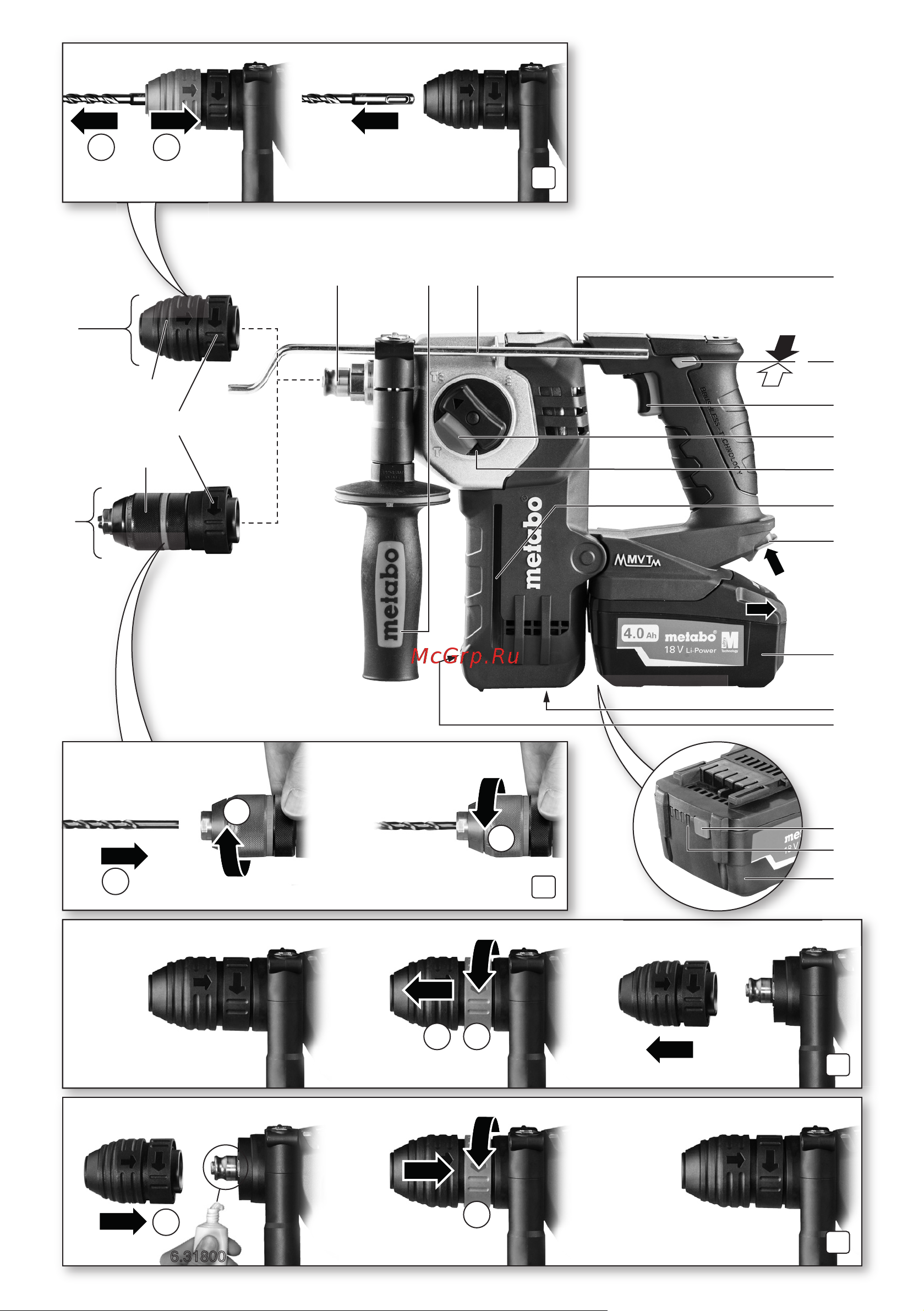 Metabo KHA 18 LTX BL 24 Q + ISA 18 LTX (600211900) Инструкция по эксплуатации онлайн [2/72] 503562