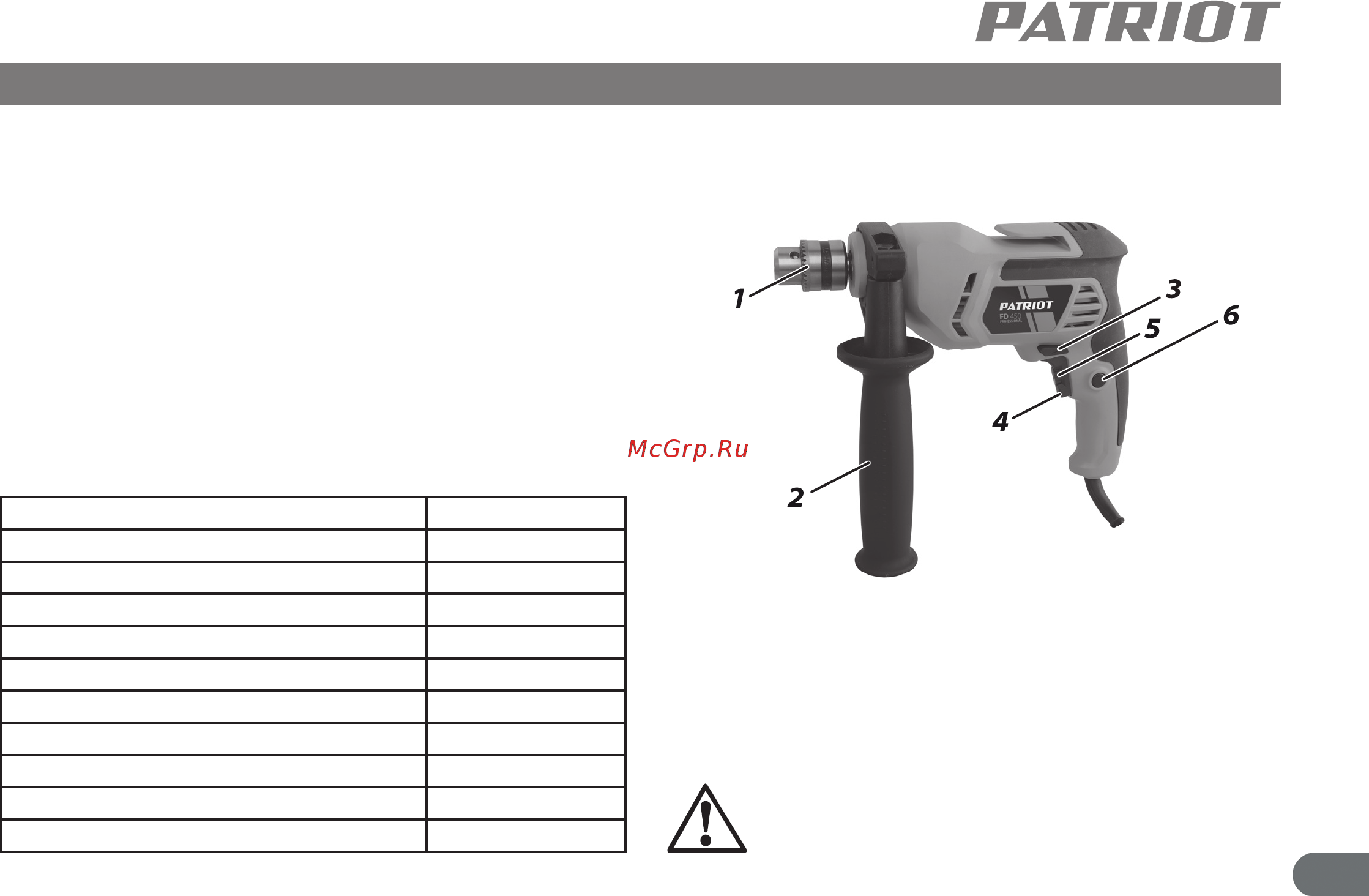 Patriot FD 450 Инструкция по эксплуатации онлайн [5/10] 503950