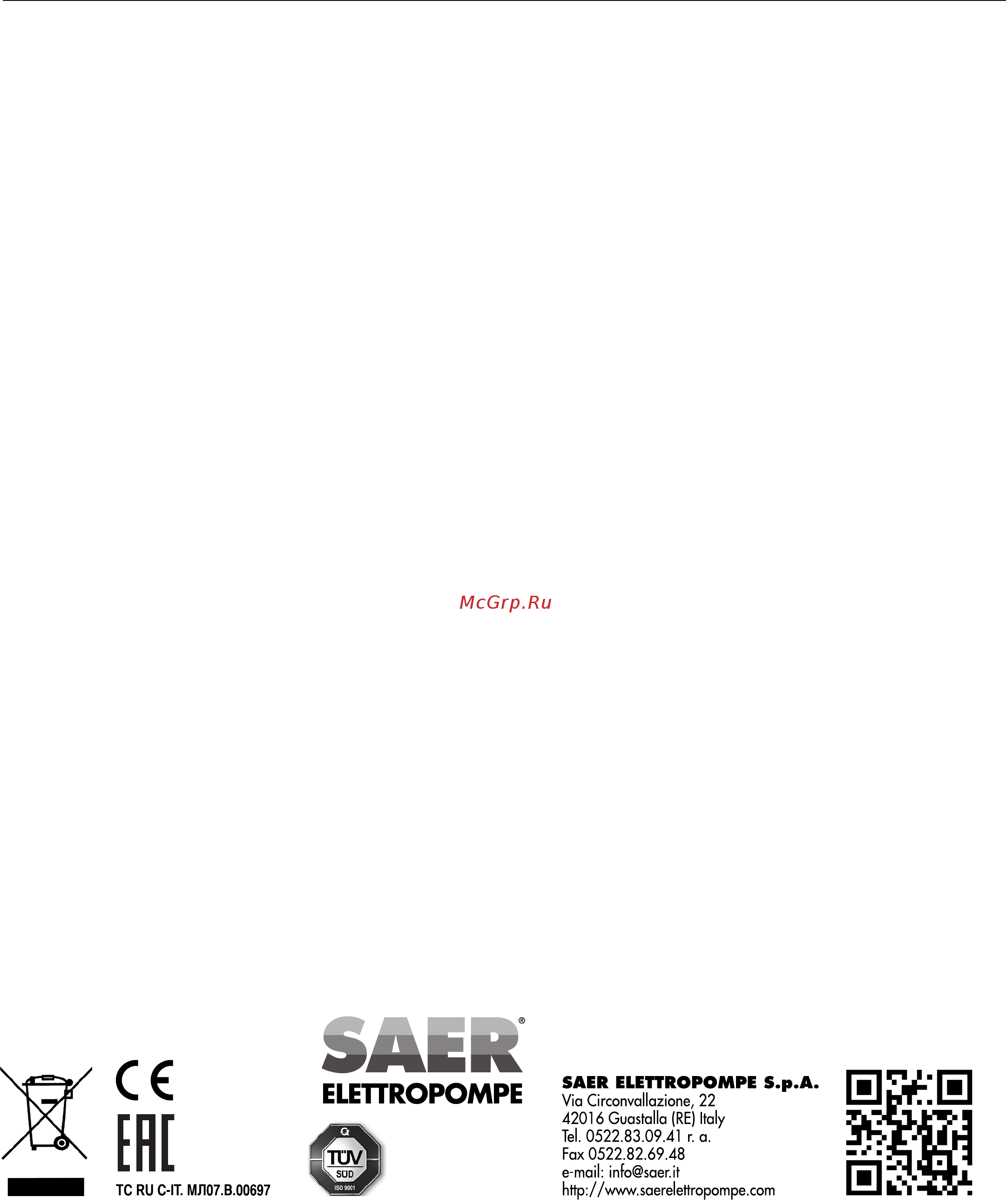 Saer IR32-160SB Инструкция по эксплуатации онлайн [76/76] 507956