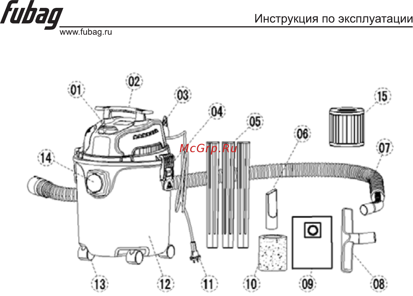 Fubag WD 3 (38990) [5/13] Устройство пылесоса