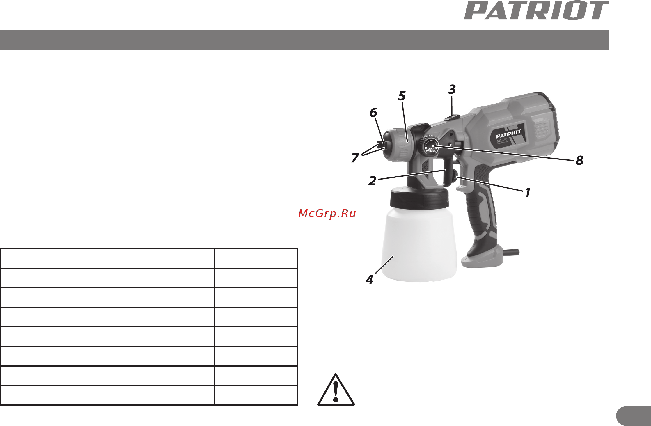 Patriot SG 450 Инструкция по эксплуатации онлайн [5/14] 505031