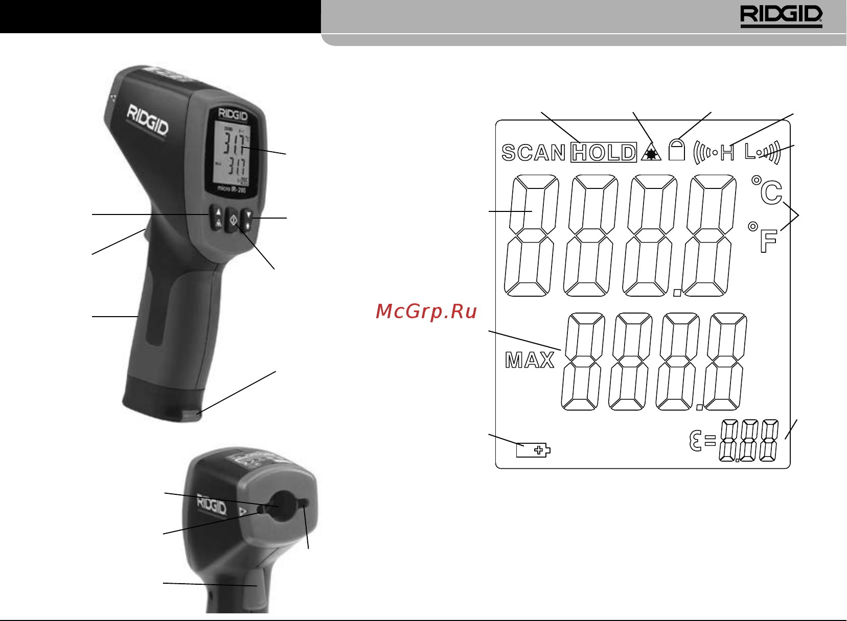 Ridgid IR-200 36798 [105/325] Delar ikoner på lcd displayen