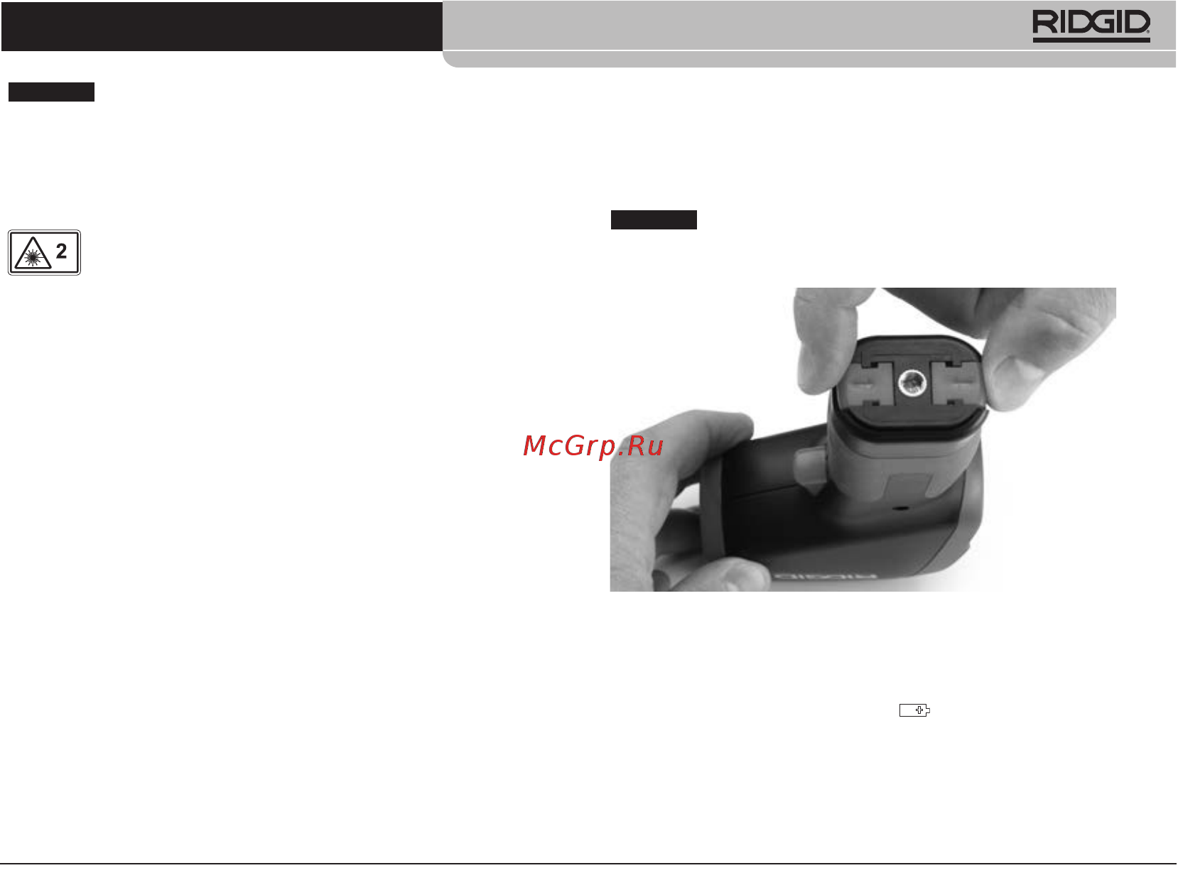 Ridgid IR-200 36798 [9/325] Changing installing batteries
