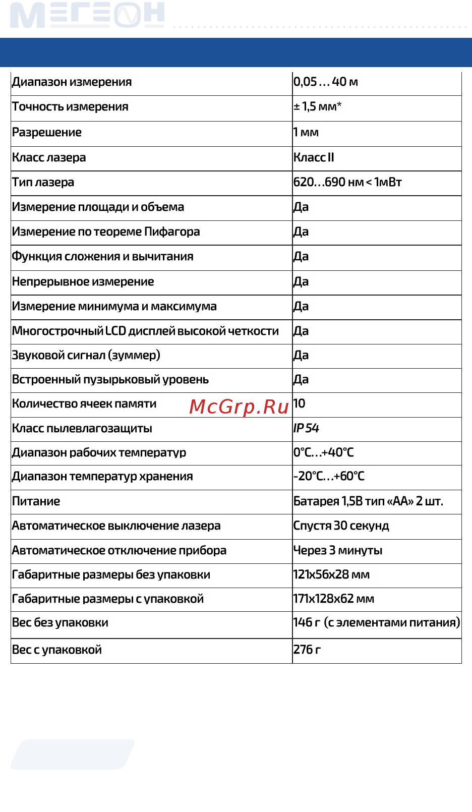 МЕГЕОН 06042 к0000013785 [14/19] Технические характеристики