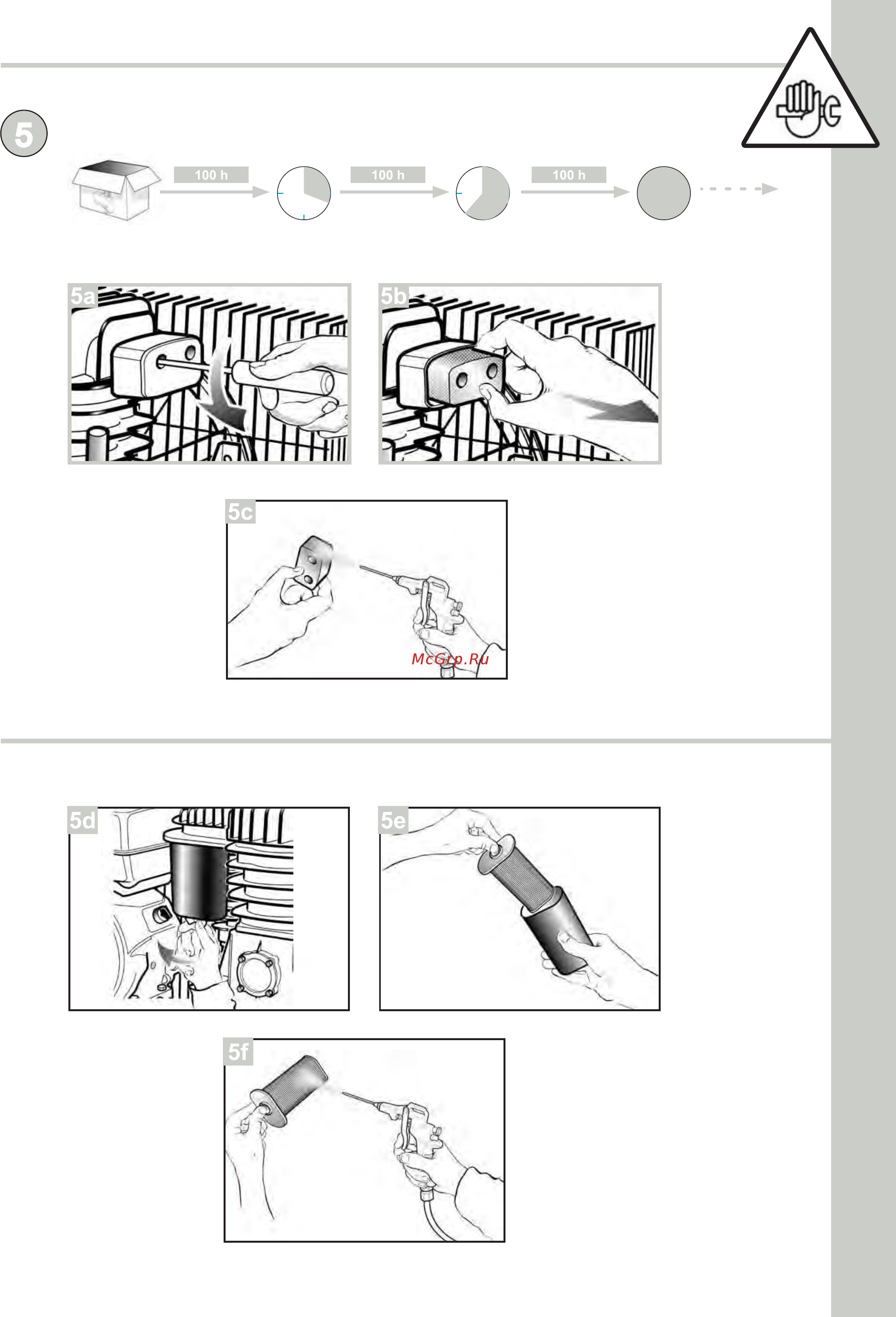 ABAC A39B/100 5HP EngineAIR [12/14] Техническое обслуживание очистка воздушного фильтра