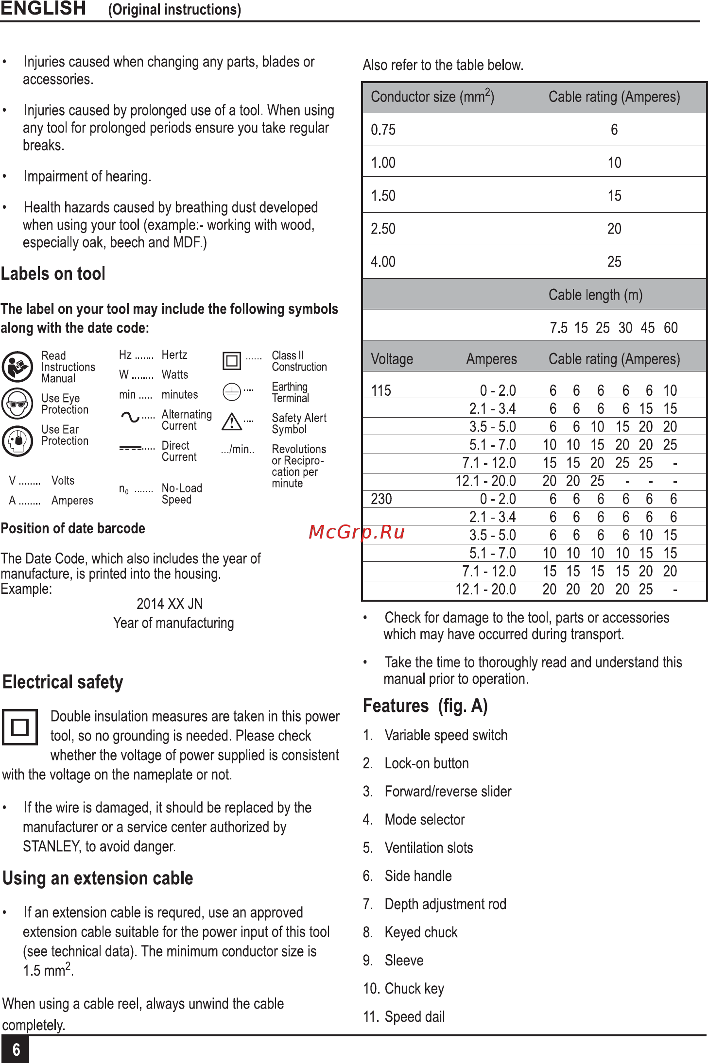 Stanley STDH8013C-RU [6/32] Electrical safety