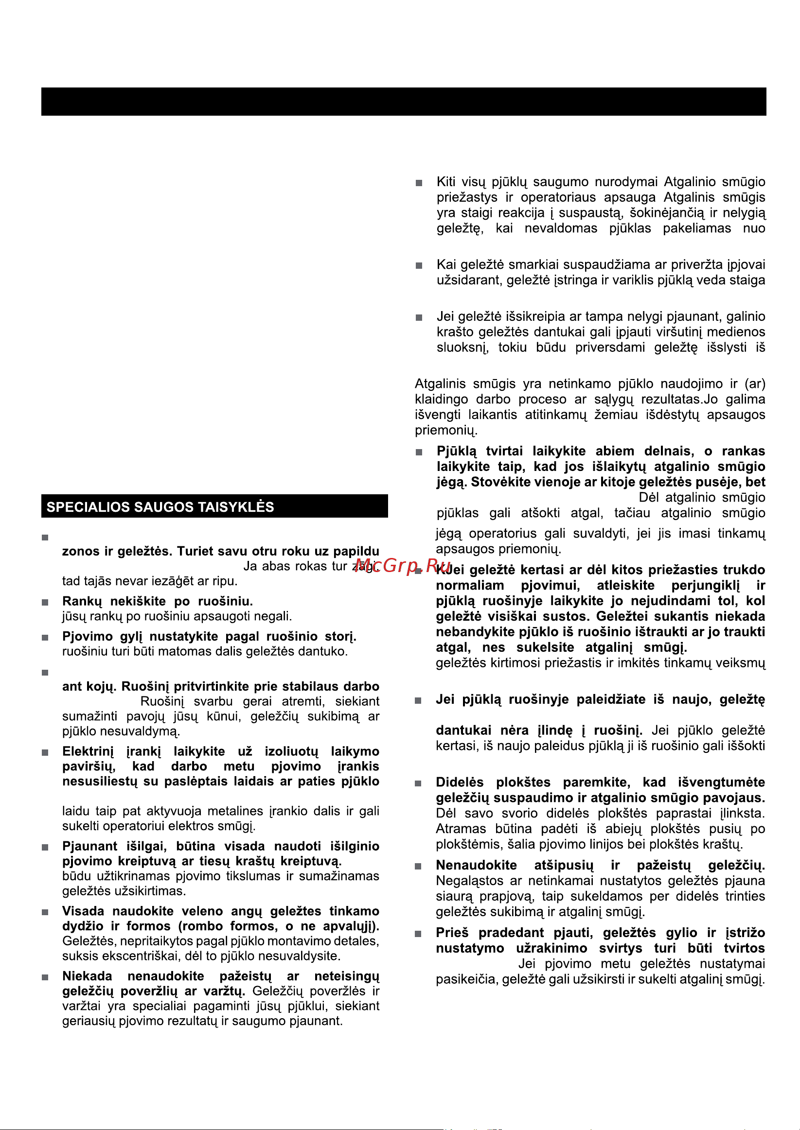 Greenworks G24CS (1500507) без акк. и з.у [100/134] Lietuviškai originalių instrukcijų vertimas