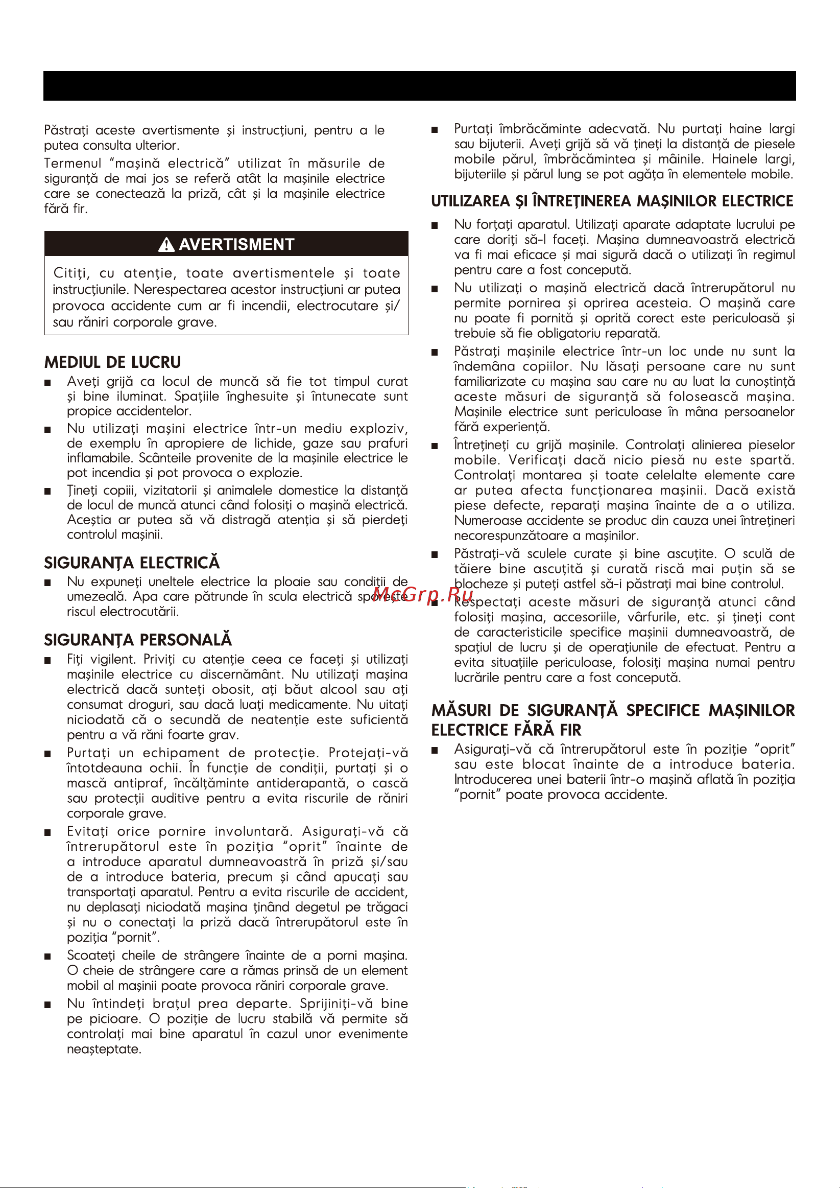 Greenworks G24CS (1500507) без акк. и з.у [75/134] Română traducere din versiunea originală a instrucţiunilor