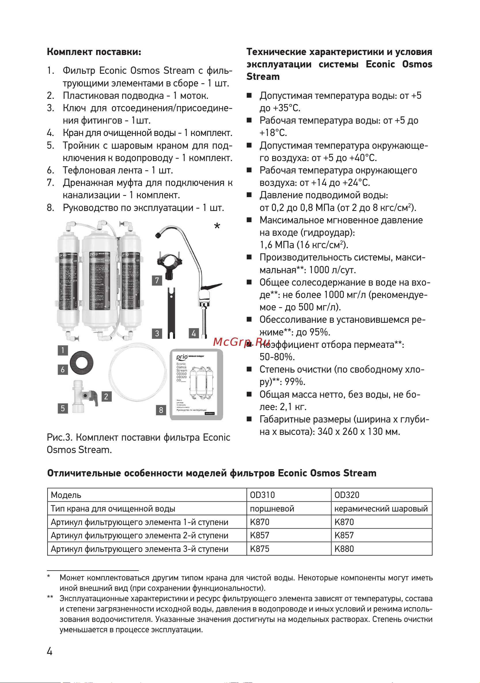 Prio новая вода OD 320 Инструкция по эксплуатации онлайн [4/19] 508097