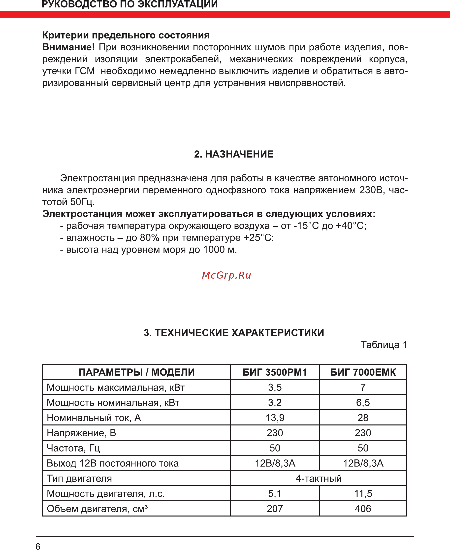 Elitech БИГ 7000ЕМК Инструкция по эксплуатации онлайн [6/32] 508439