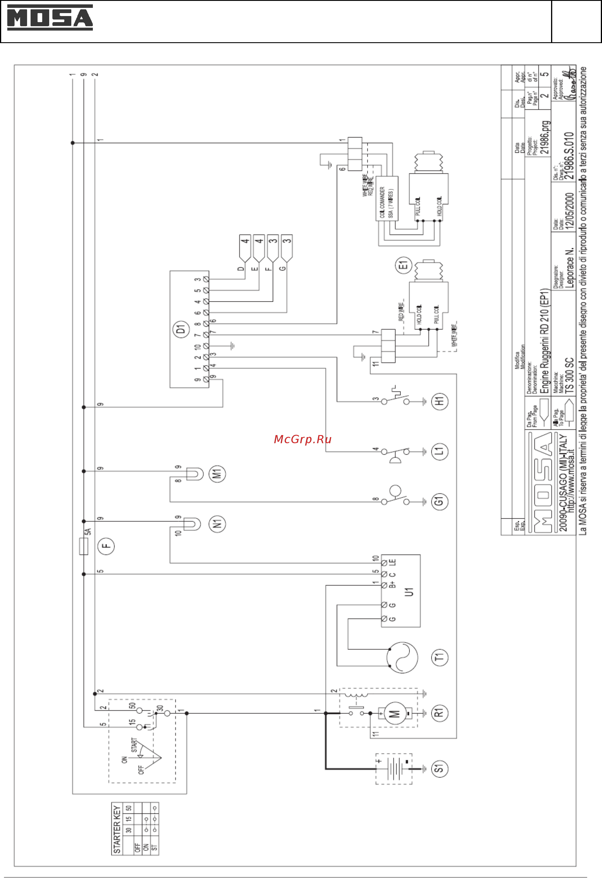 Mosa TS 300 KSX/EL [44/65] Электрическая схема ts 300 ksx