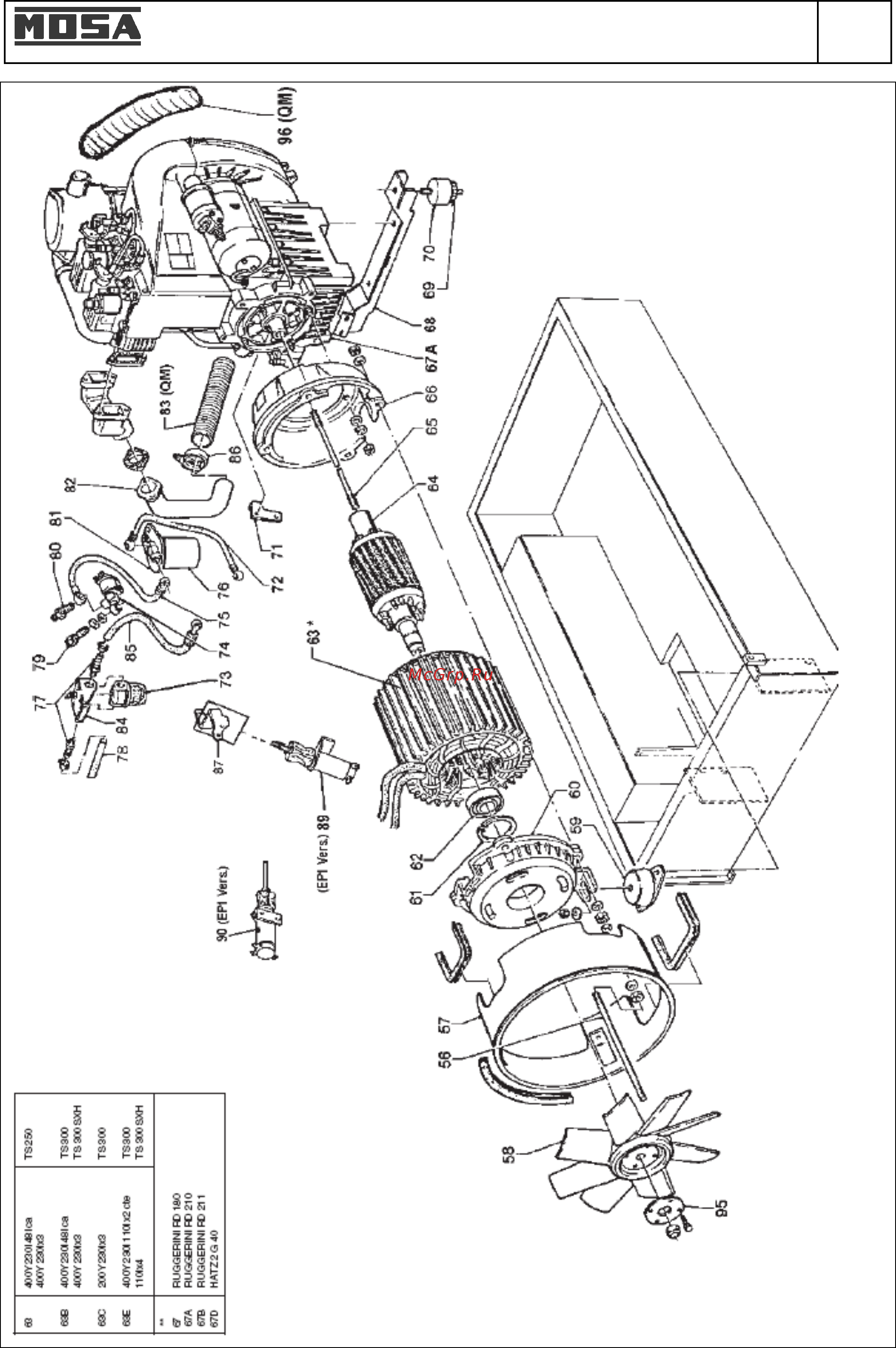 Mosa TS 300 KSX/EL [53/65] Запасные части ts 300 ksx