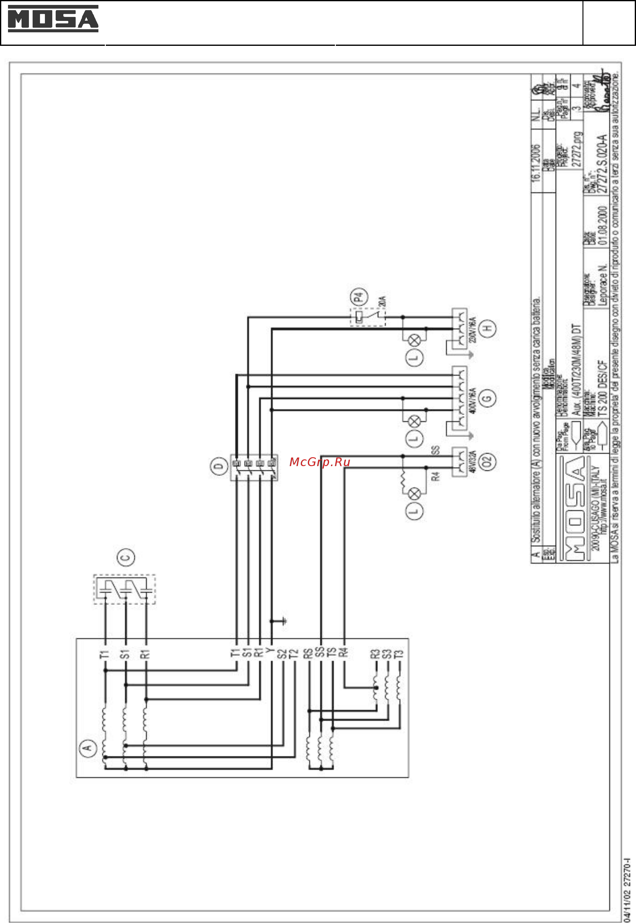 Mosa TS 200 BS/CF [34/43] Электрическая схема ts 200 bs cf m