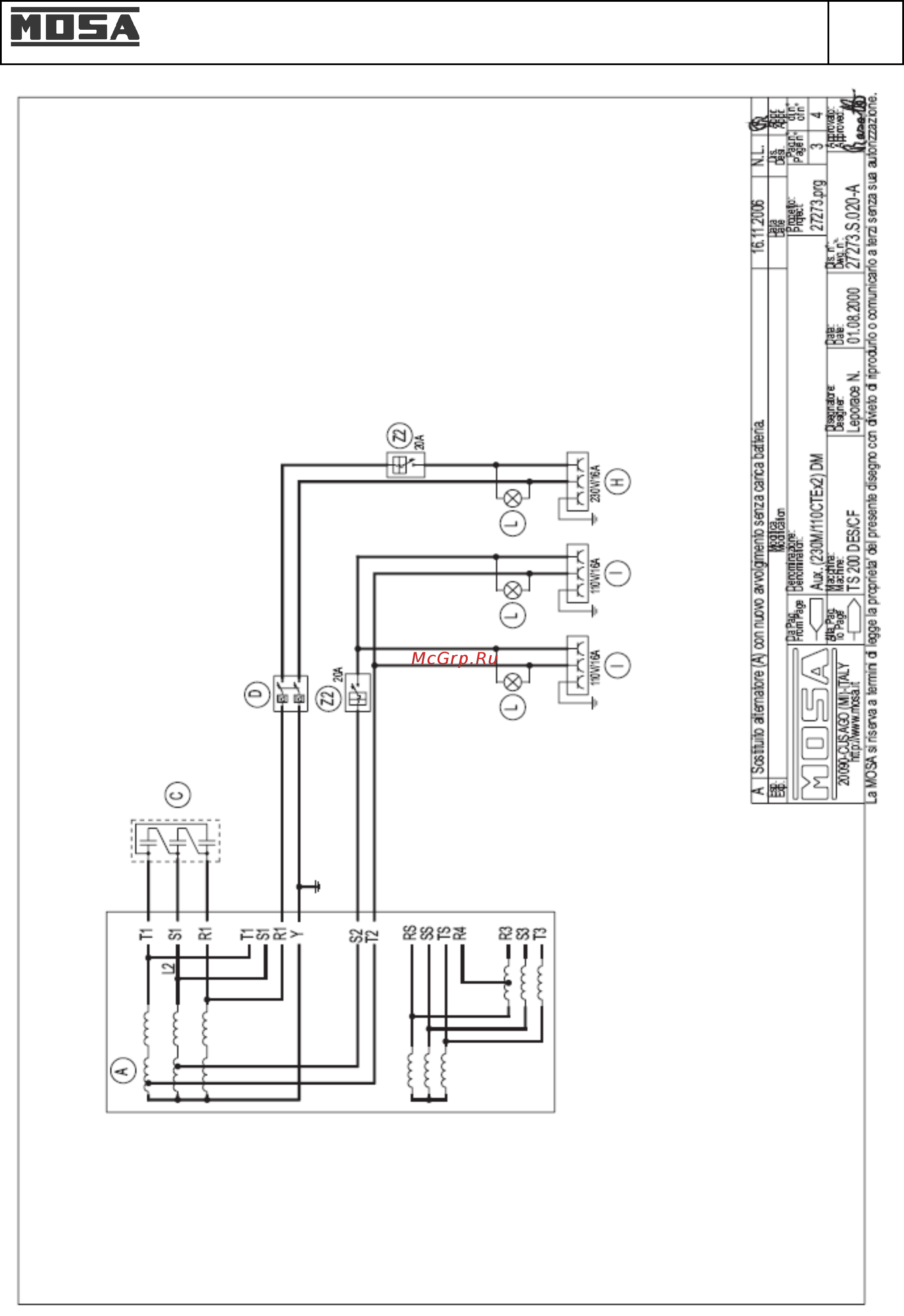 Mosa TS 200 DES/CF [33/42] Электрическая схема ts 200 ds des cf