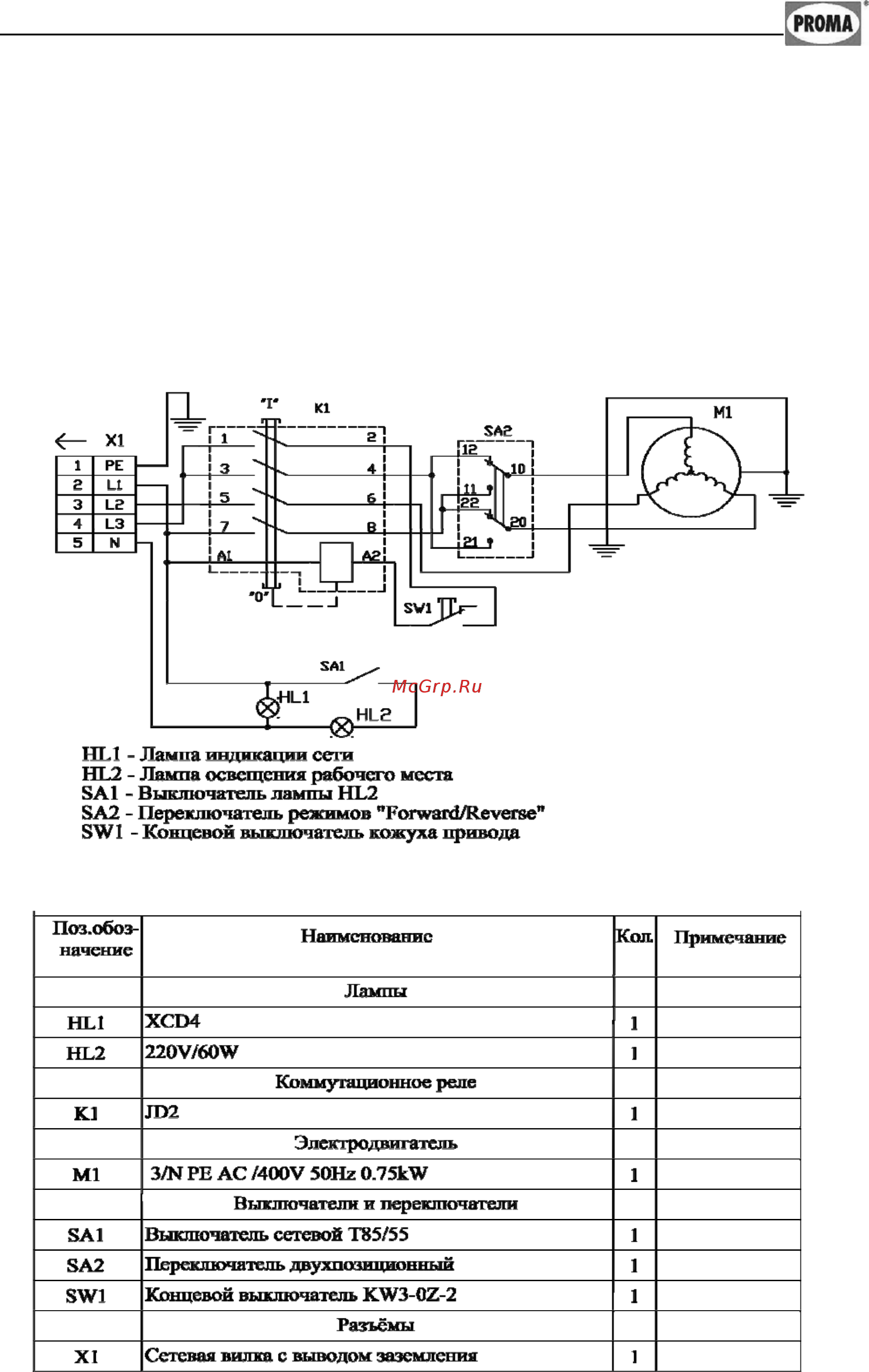 Proma E-1516B/400 (25401501) [11/22] Электрооборудование