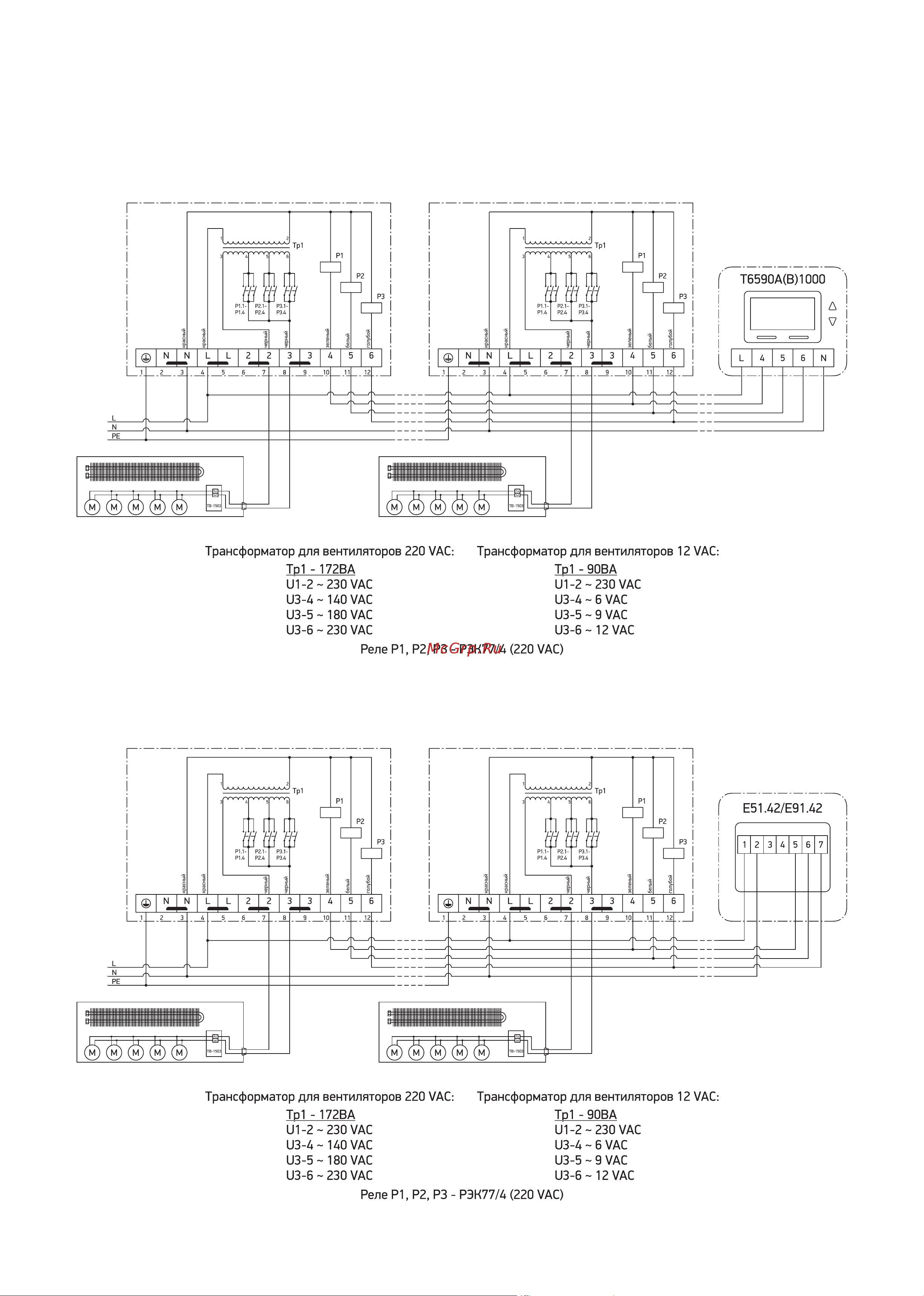 Techno KVZ 150-85-1800/РРА 150-1800 [9/11] Схема подключения к термостату