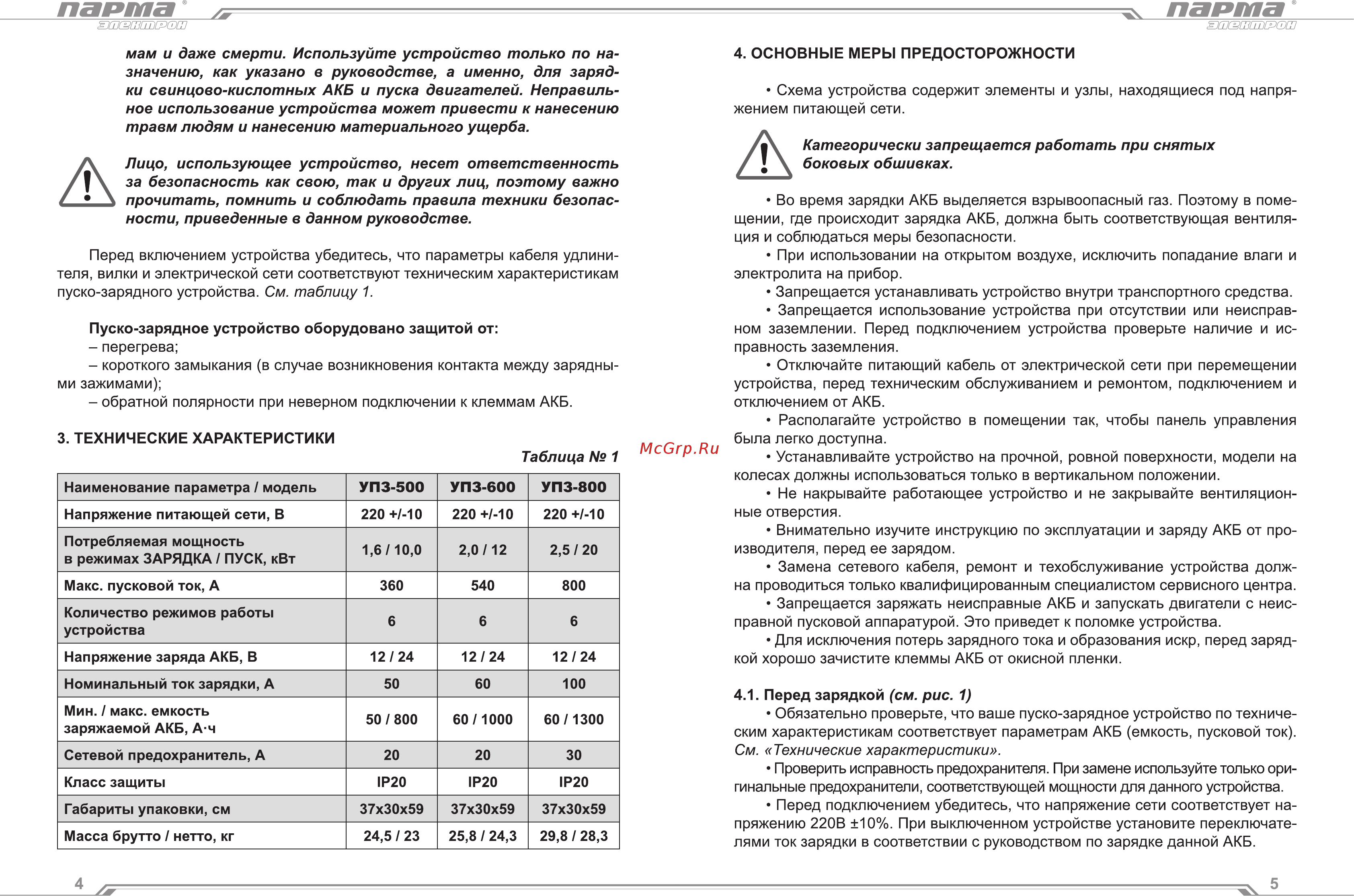 Парма УПЗ-500 Инструкция по эксплуатации онлайн [10/14] 510042