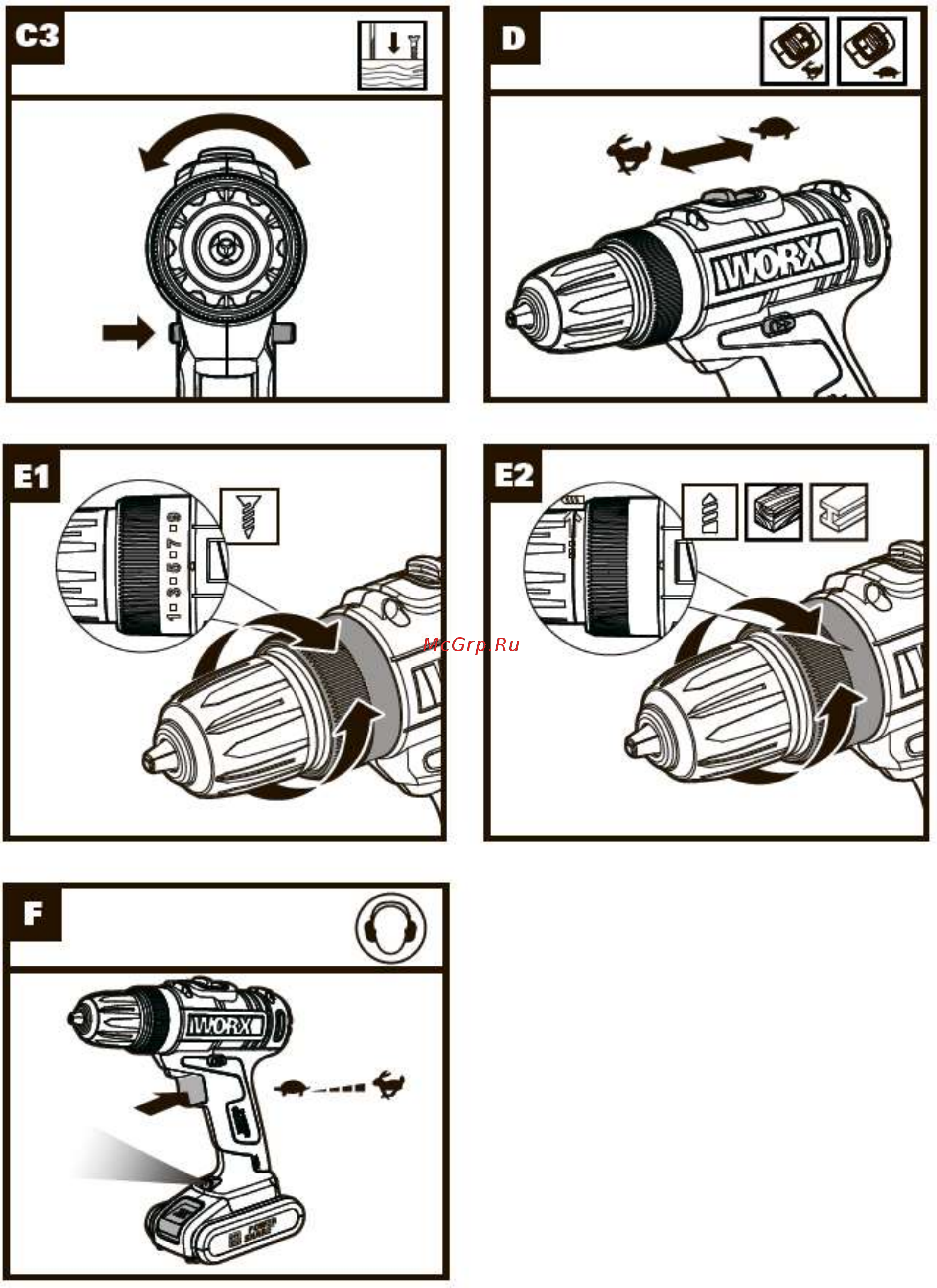 Worx WX101+WX390 WX927 Инструкция по эксплуатации онлайн [4/13] 510136