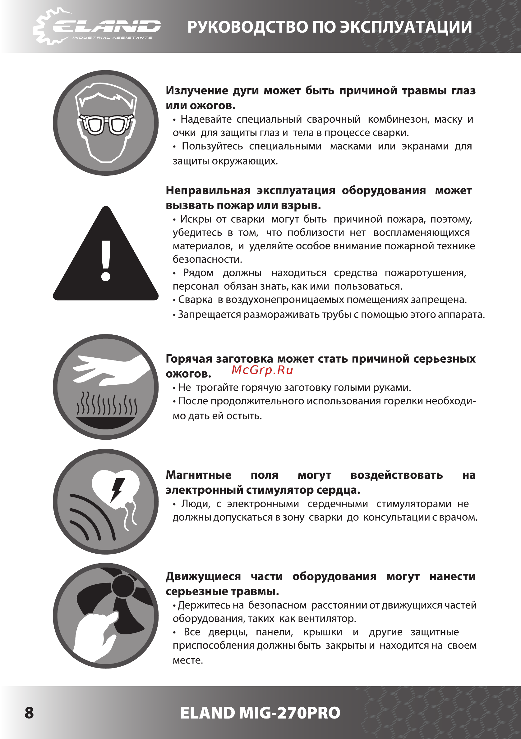 Eland MIG-270 PRO [8/34] Руководство по эксплуатации