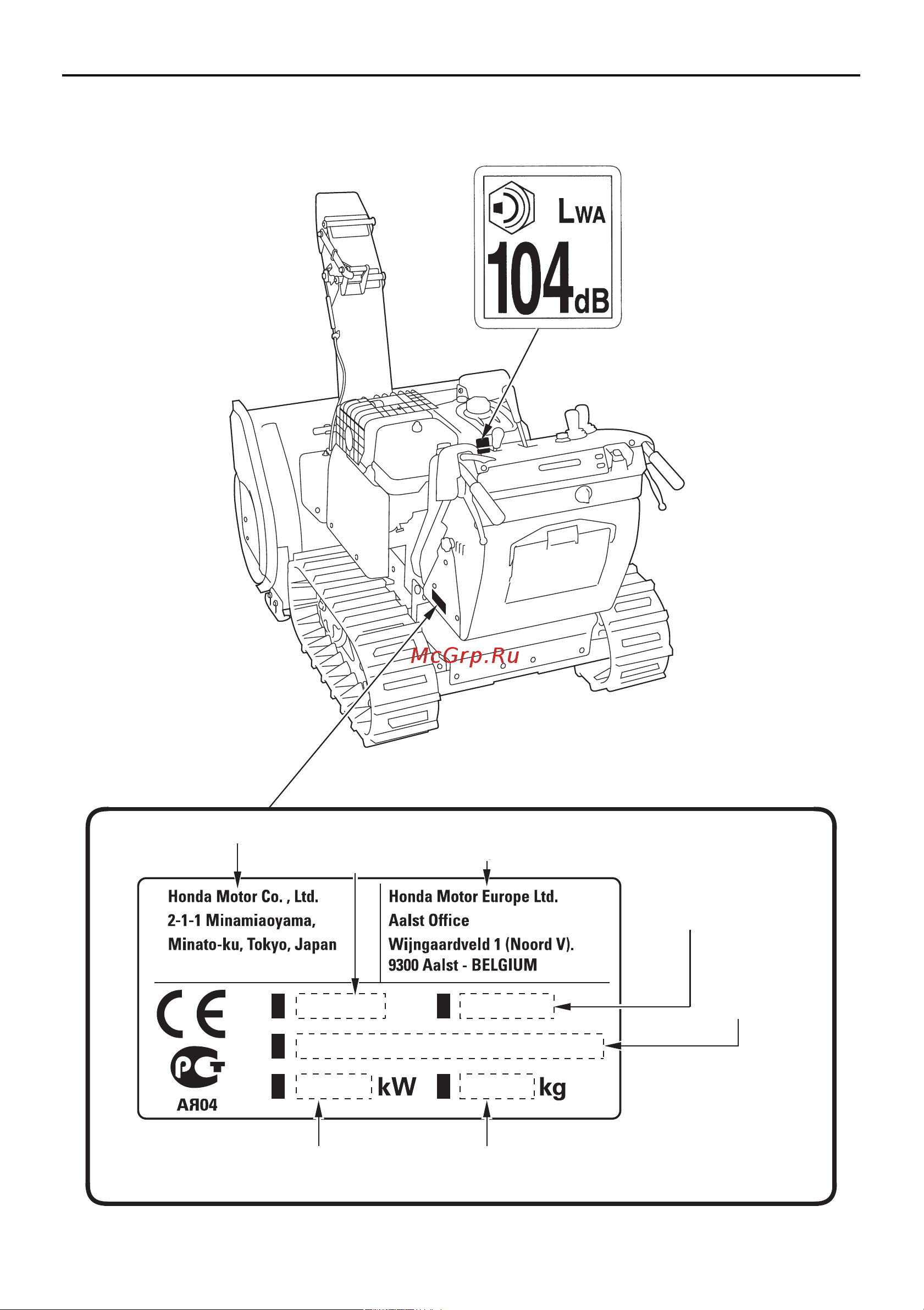 Honda HSM 1390i KZE [13/130] Noise label