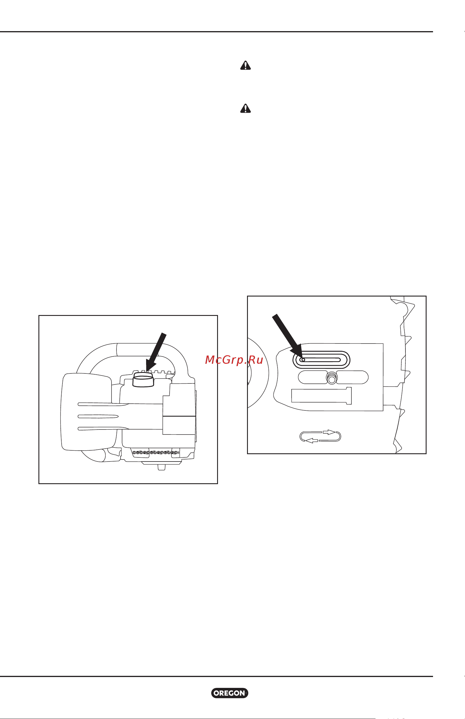 Oregon 609468 CS300 [20/692] Filling the bar and chain oil reservoir