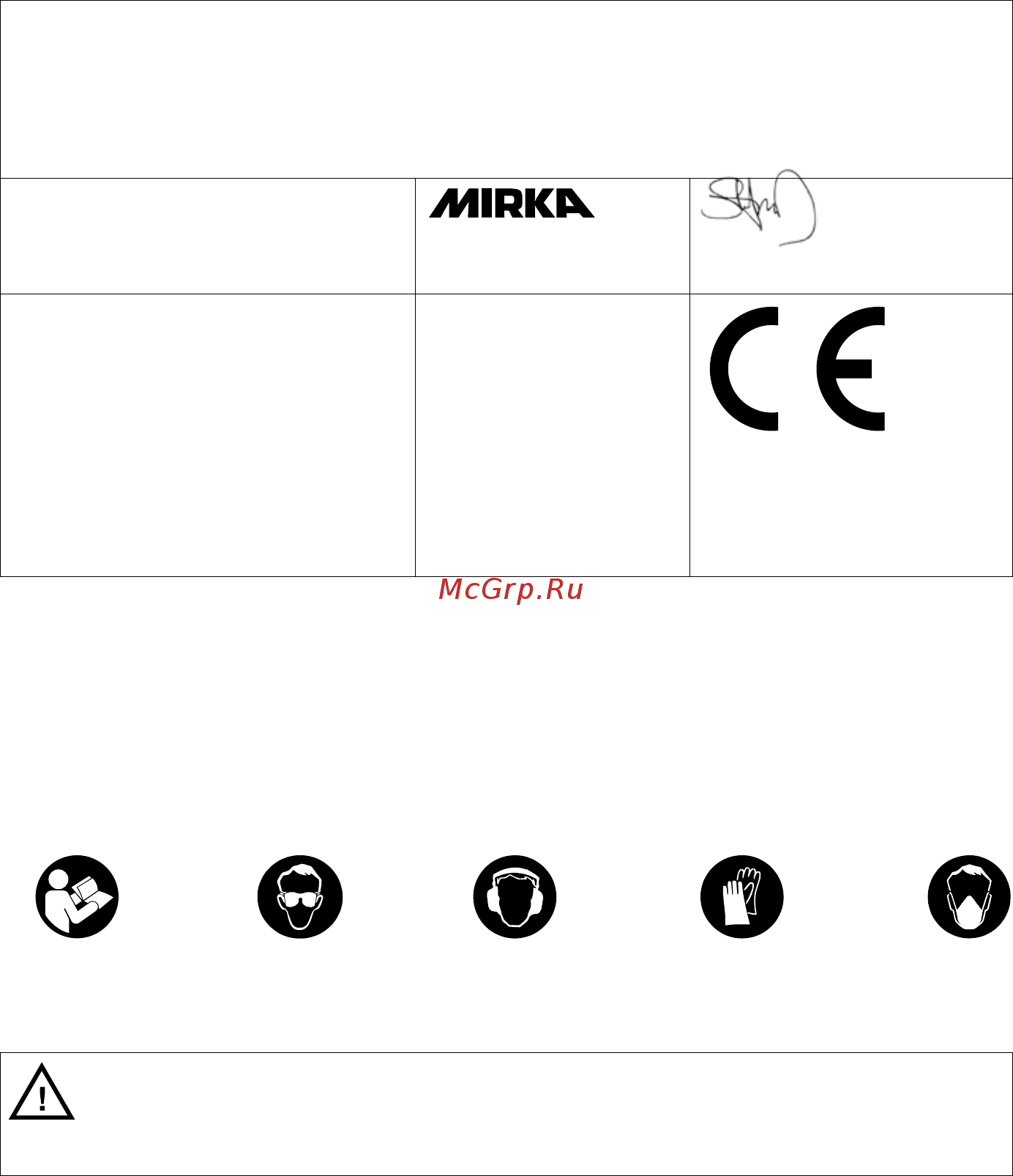 Mirka DEOS 353CV [170/188] Erforderlig personlig skyddsutrustning