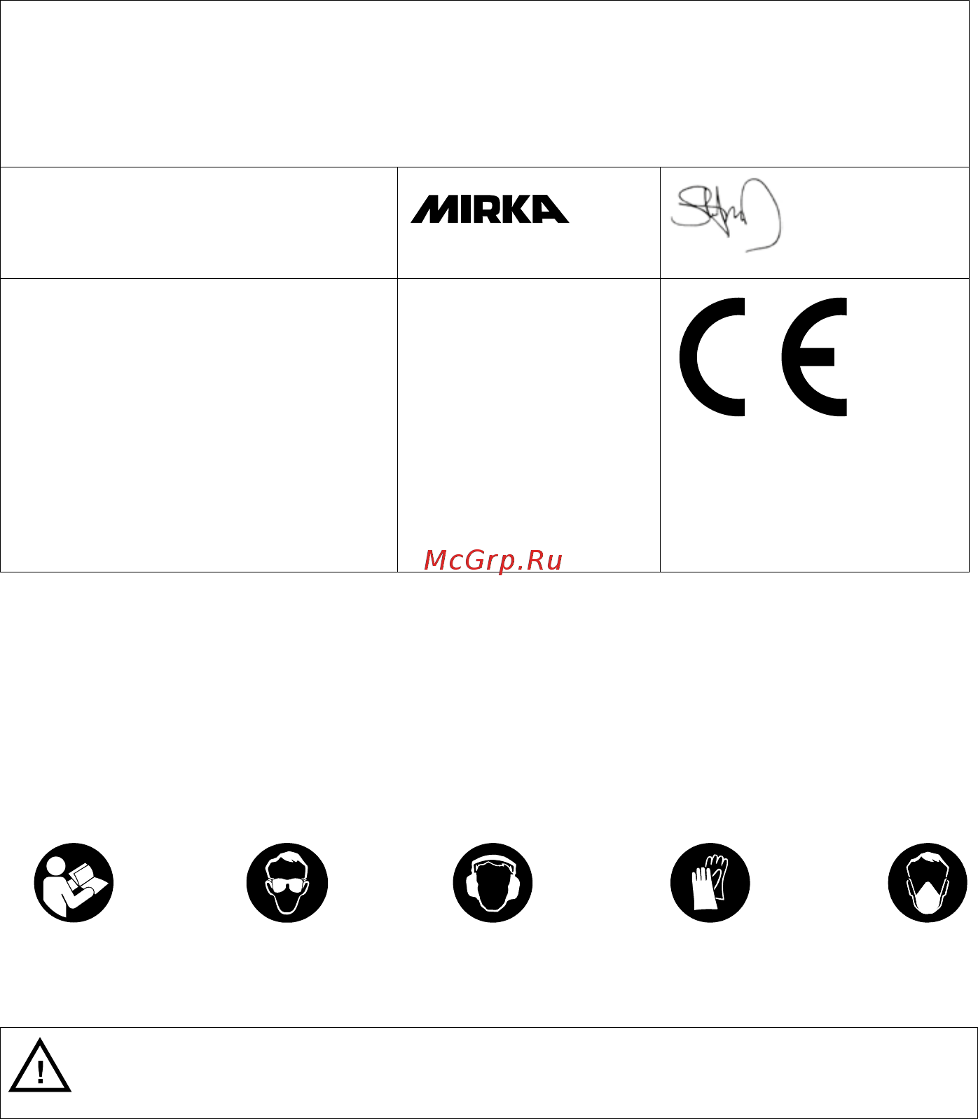 Mirka DEOS 383CV [26/188] Følgende bedes læst og overholdt