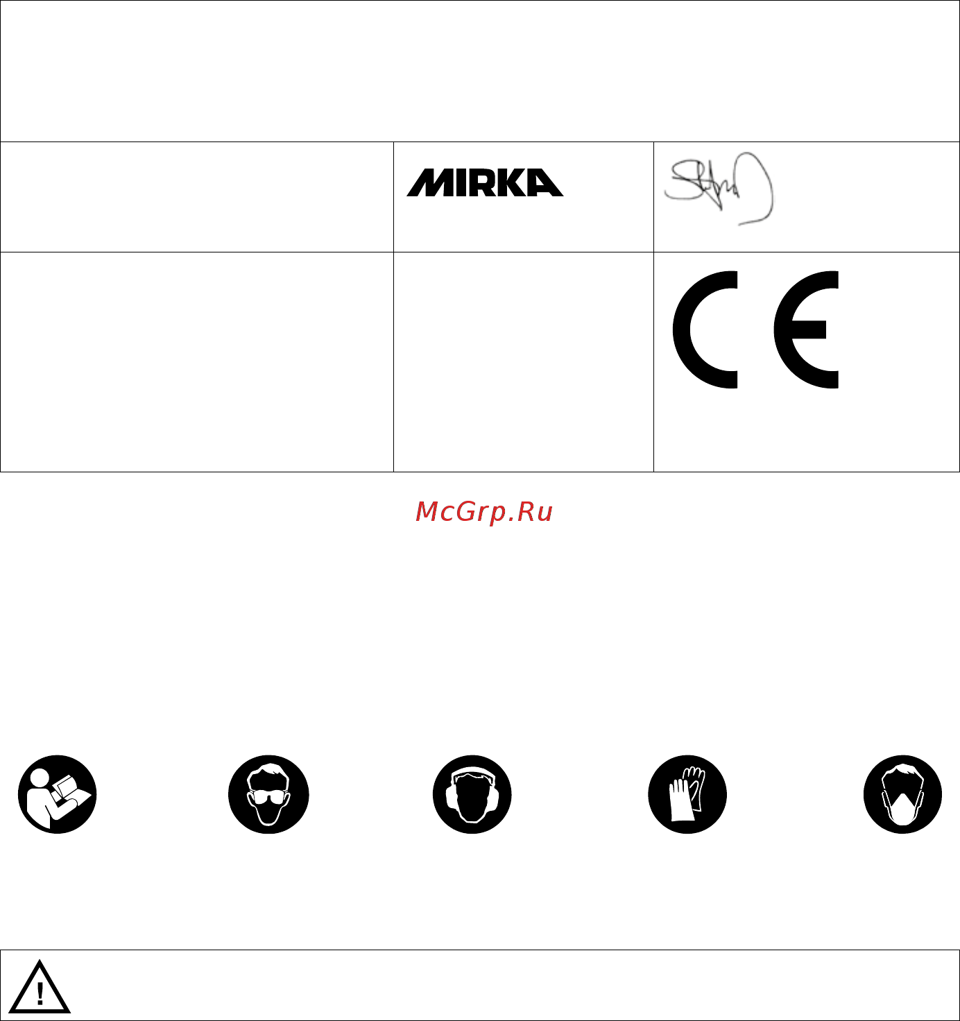 Mirka DEOS 383CV [98/188] 다음 사항을 읽고 준수하십시오