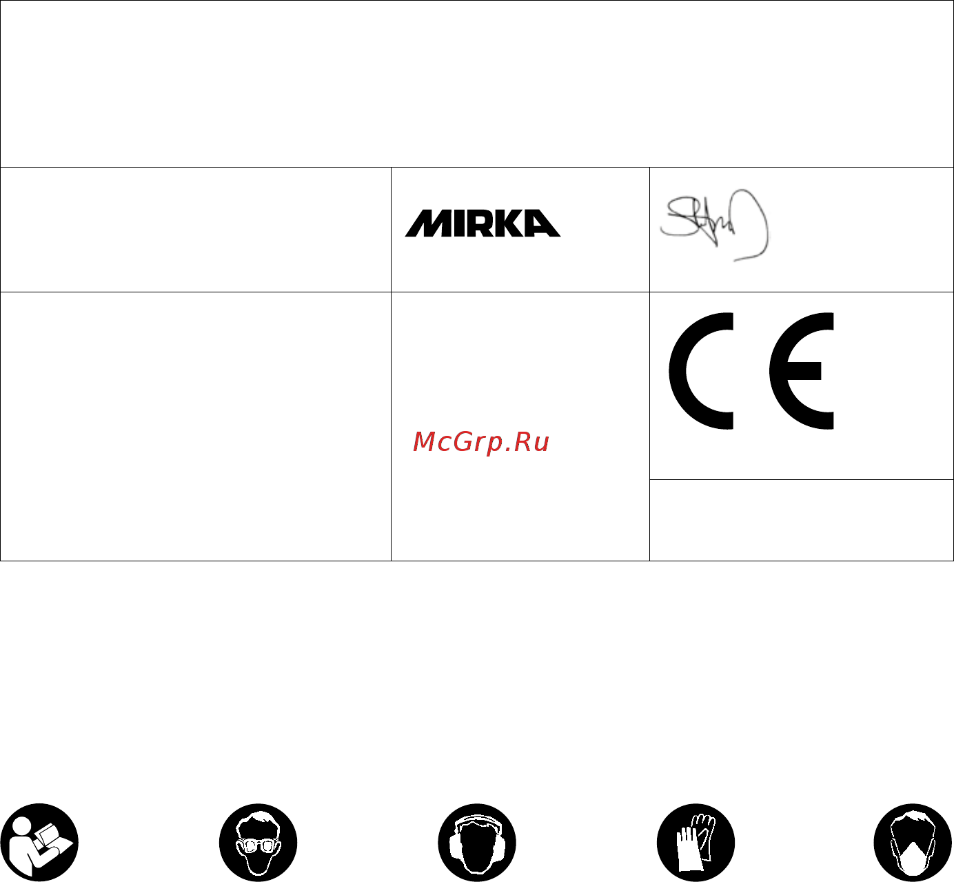 Mirka CEROS 325CV [13/108] Důležité